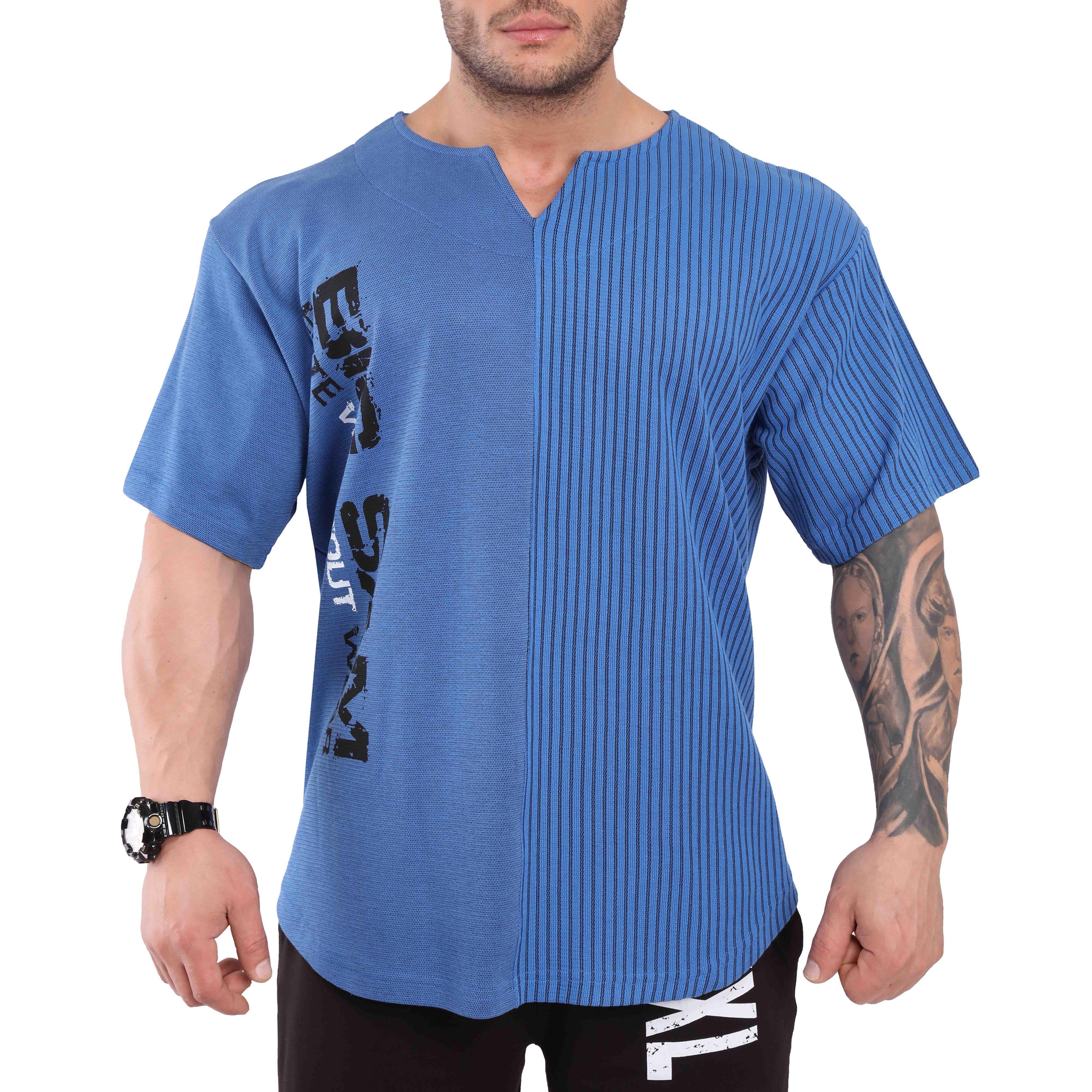 Oversize Antrenman Tişörtü Rahat Kesim Mavi Big Sam 3246