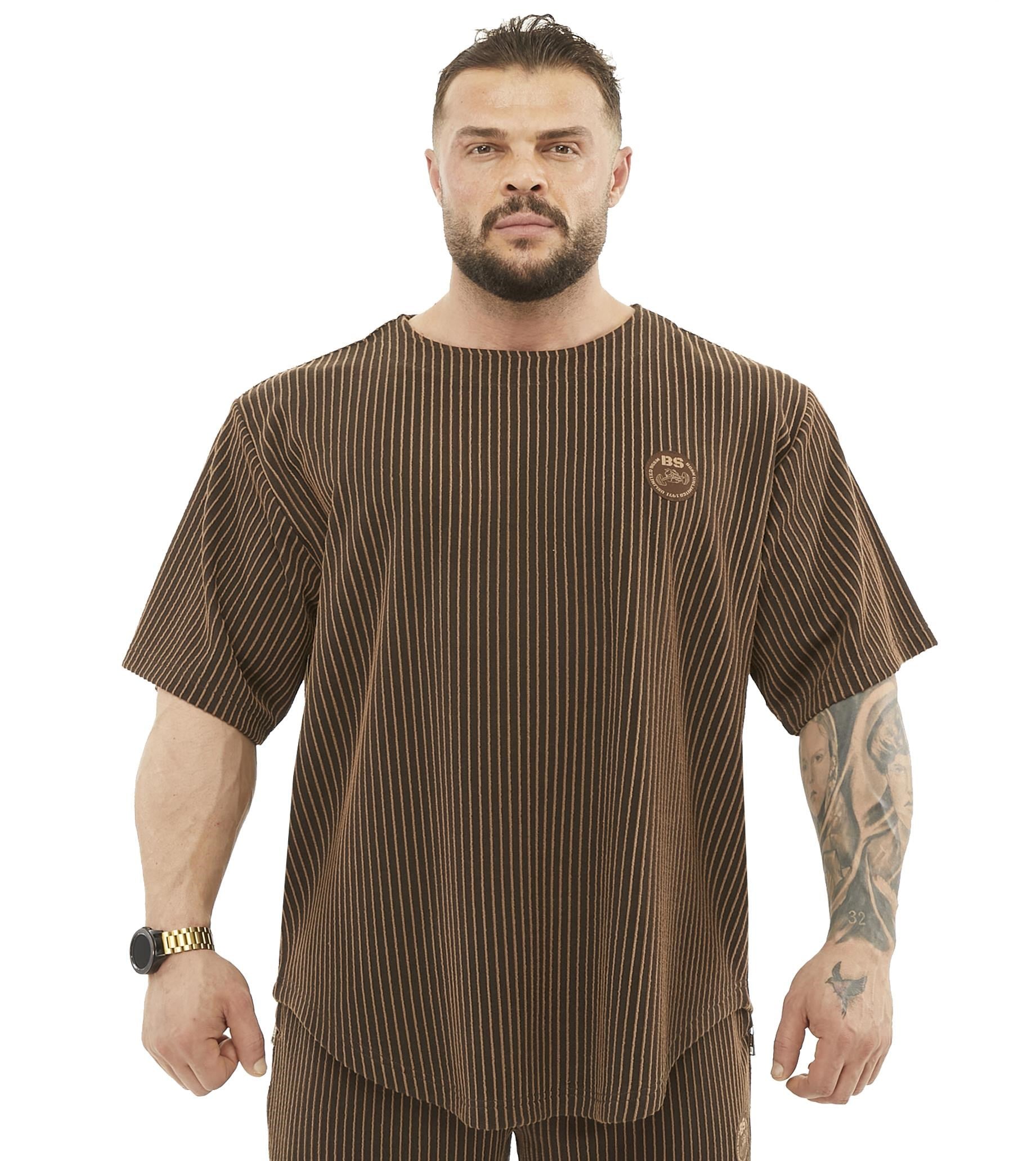 Oversize Çizgili Kalın Rag Top T-shirt BGSM 3355