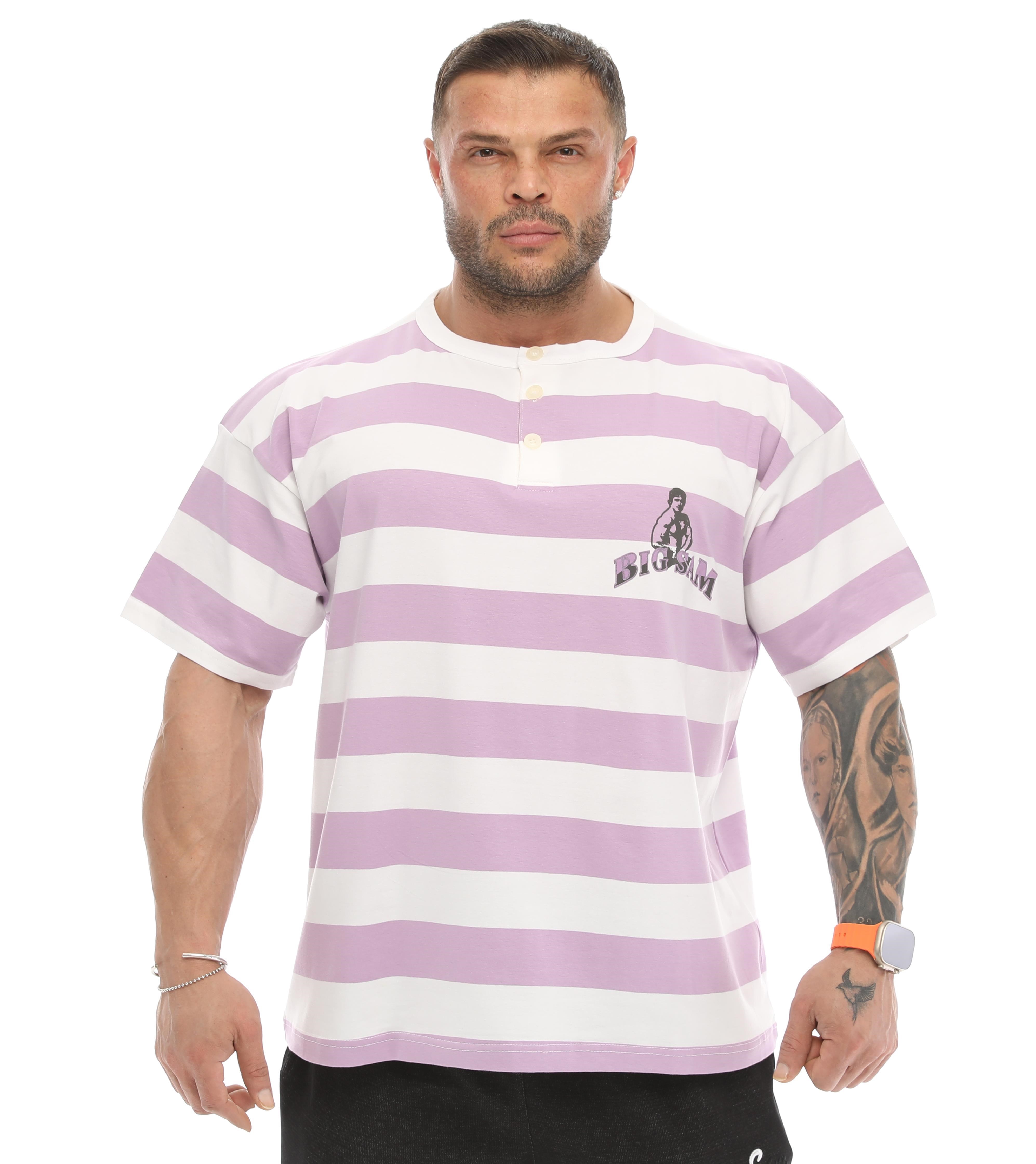 Oversize Çizgili Oldschool T-shirt Big Sam 2644