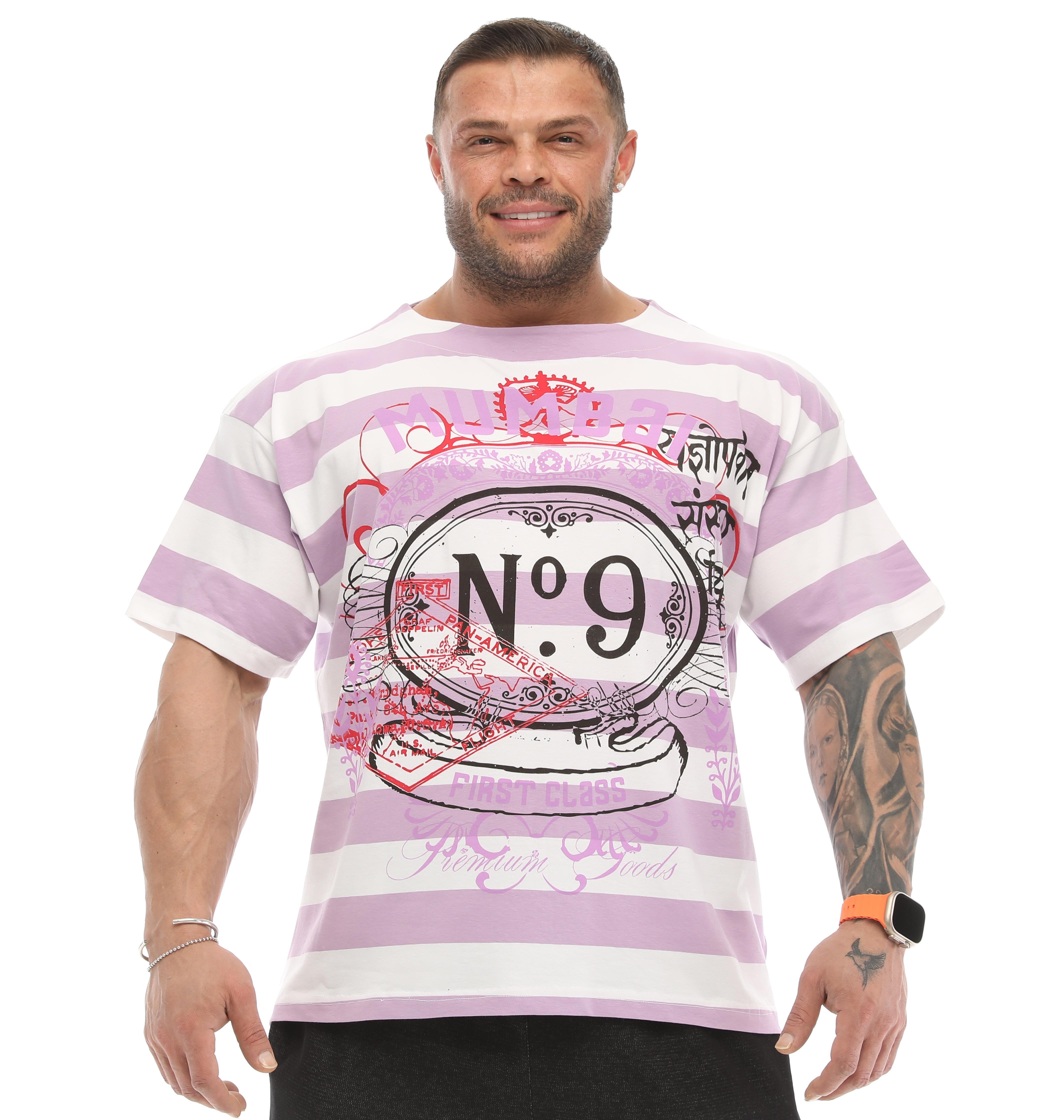 Oversize, Çizgili Spor T-shirt Big Sam 2631