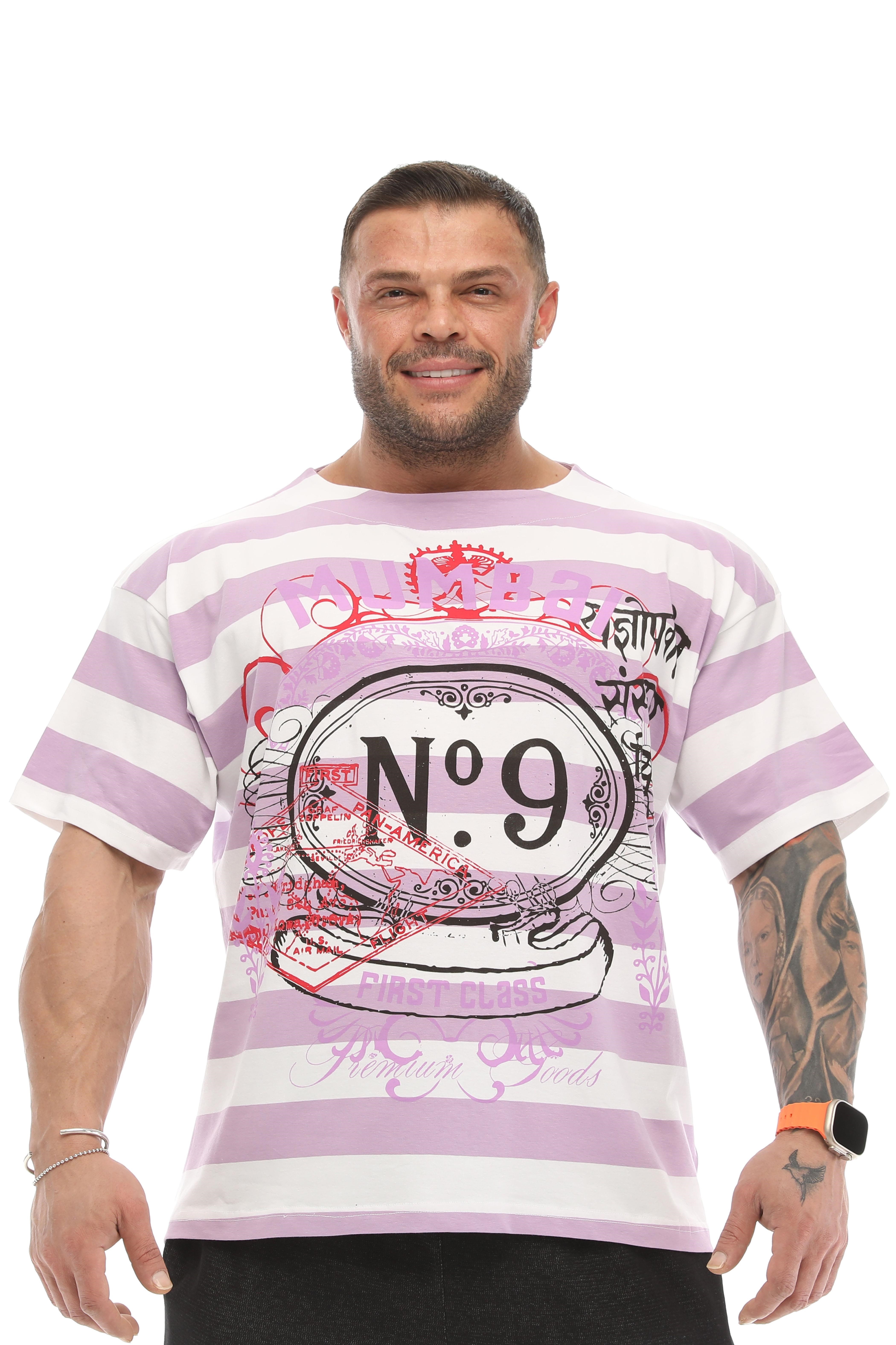 Oversize, Çizgili Spor T-shirt Big Sam 2631