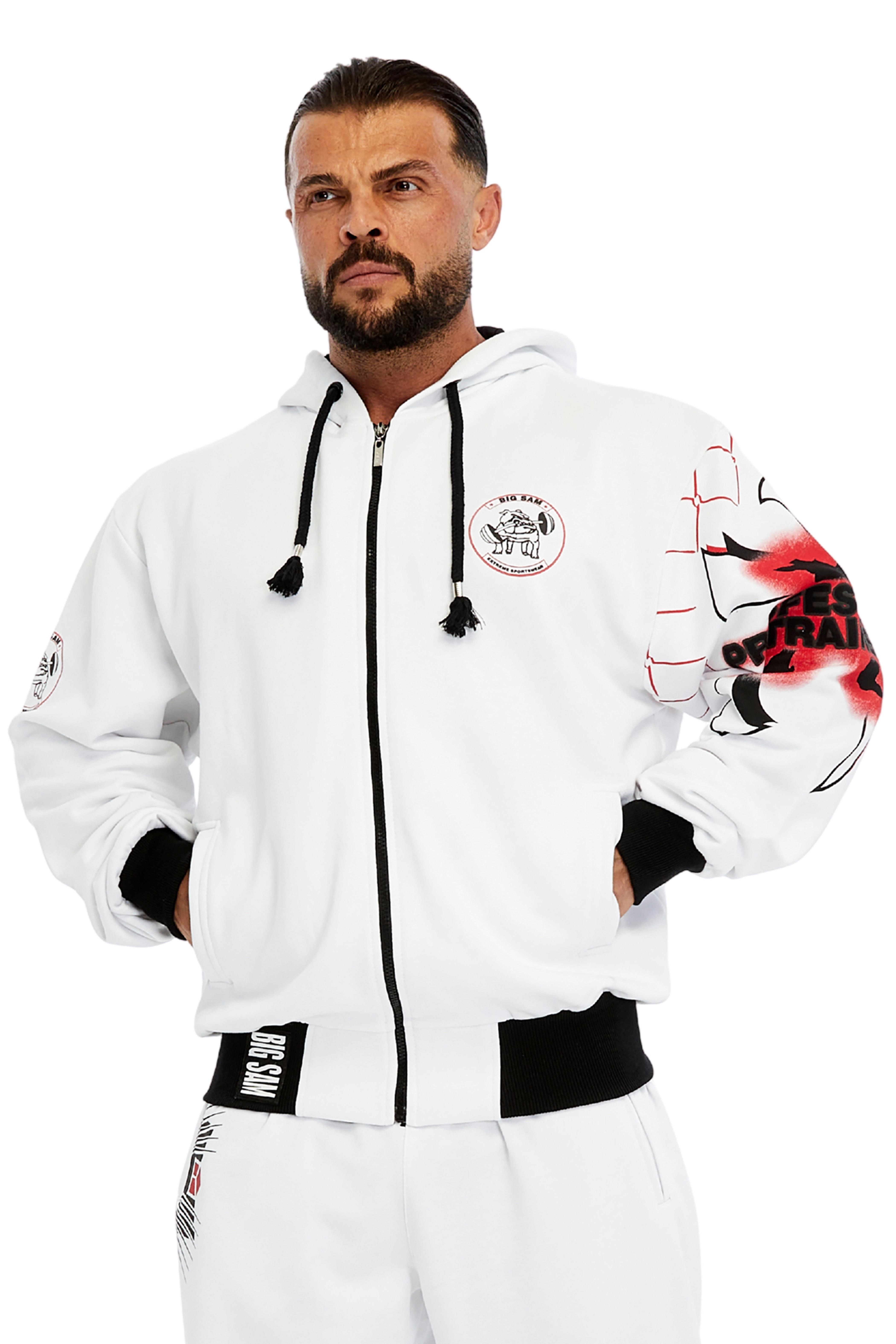 Oversize Kapüşonlu Fermuarlı Sweatshirt %100 Pamuk 3 İplik Şardonsuz