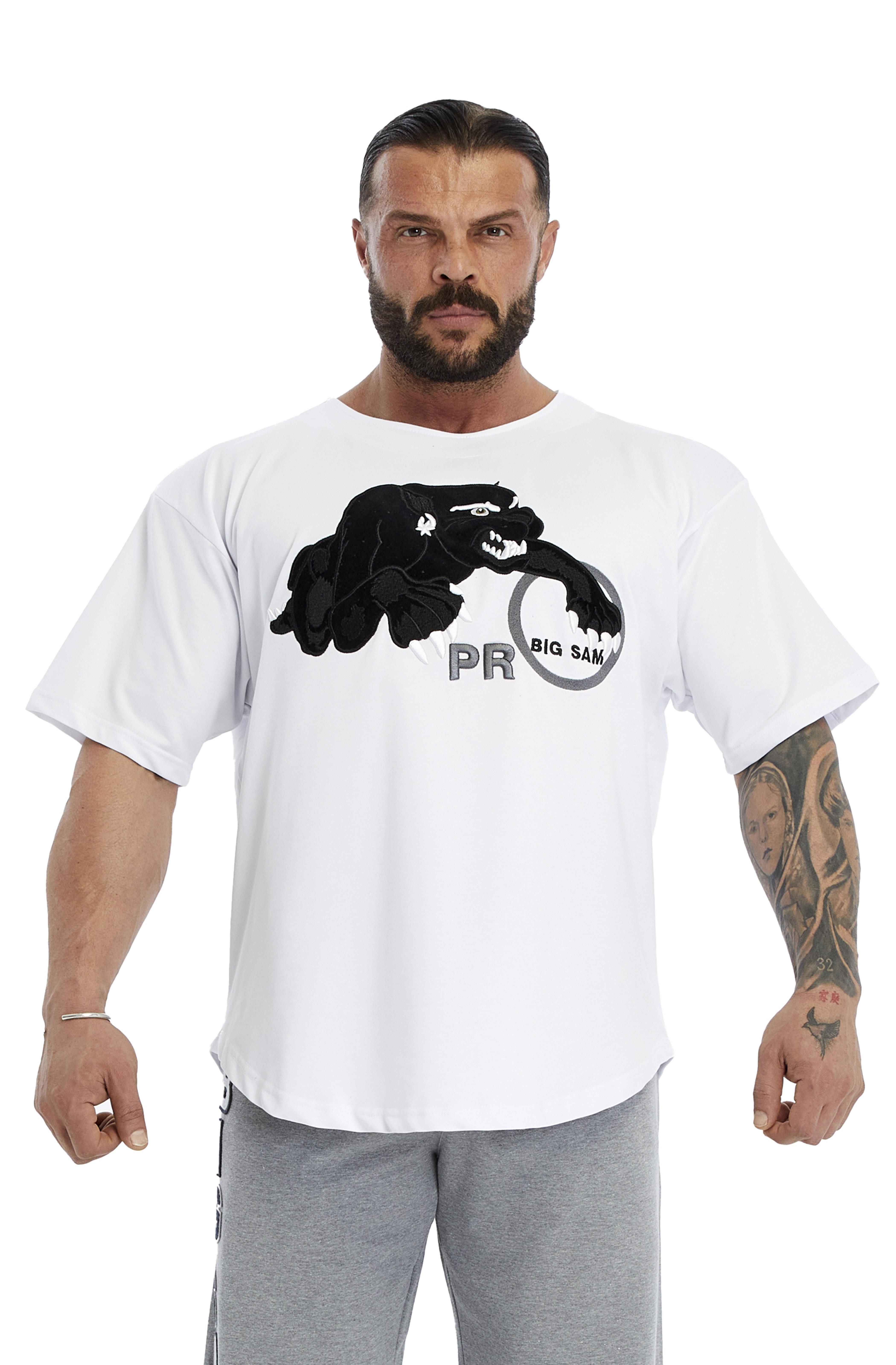 Oversize, Nakışlı Pamuk T-shirt Gym Rag Top Big Sam 3380