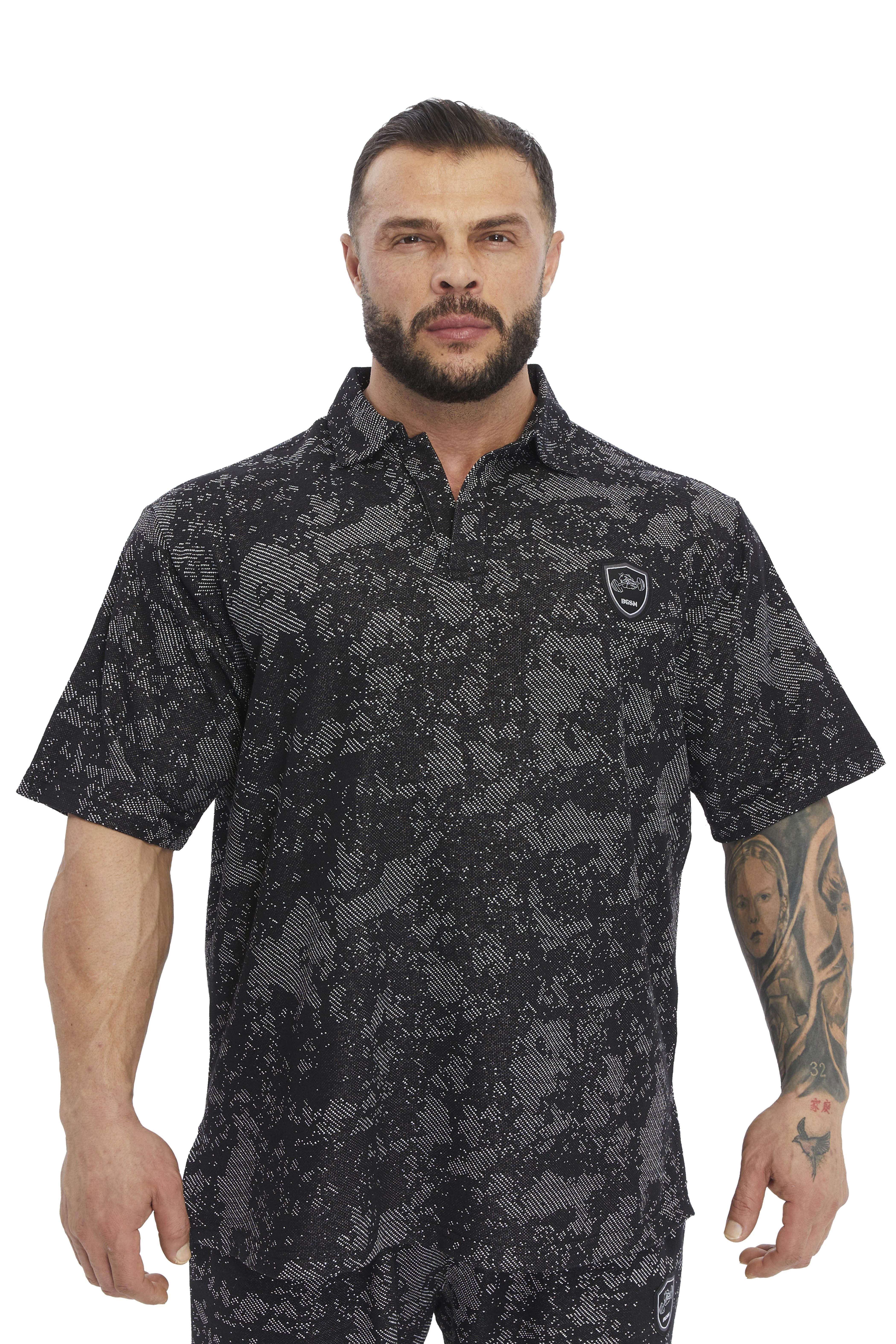 Oversize Polo Yaka Teknik Kamuflaj T-shirt BGSM 2912
