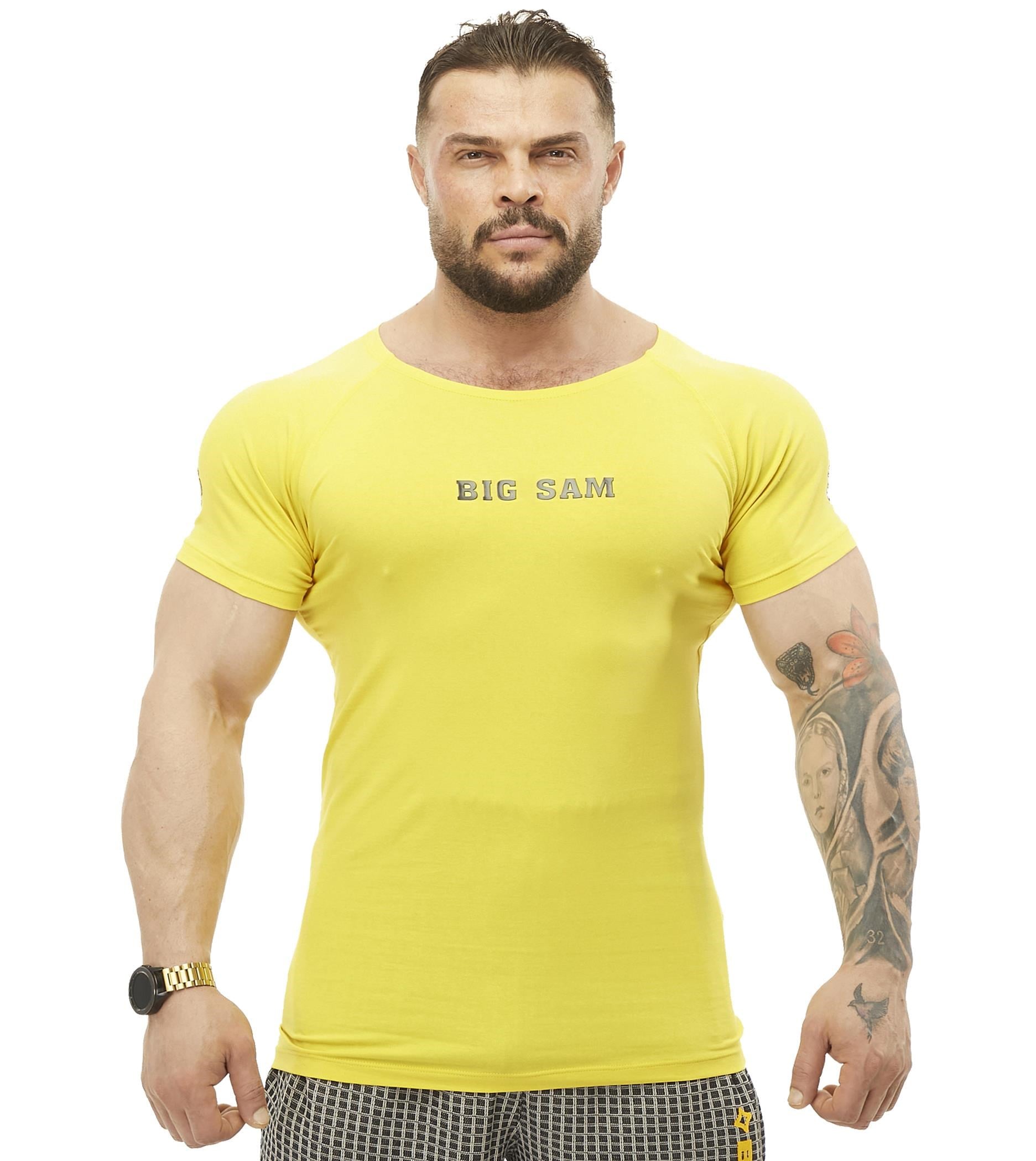 Slim Fit Sarı Tişört Big Sam 2570