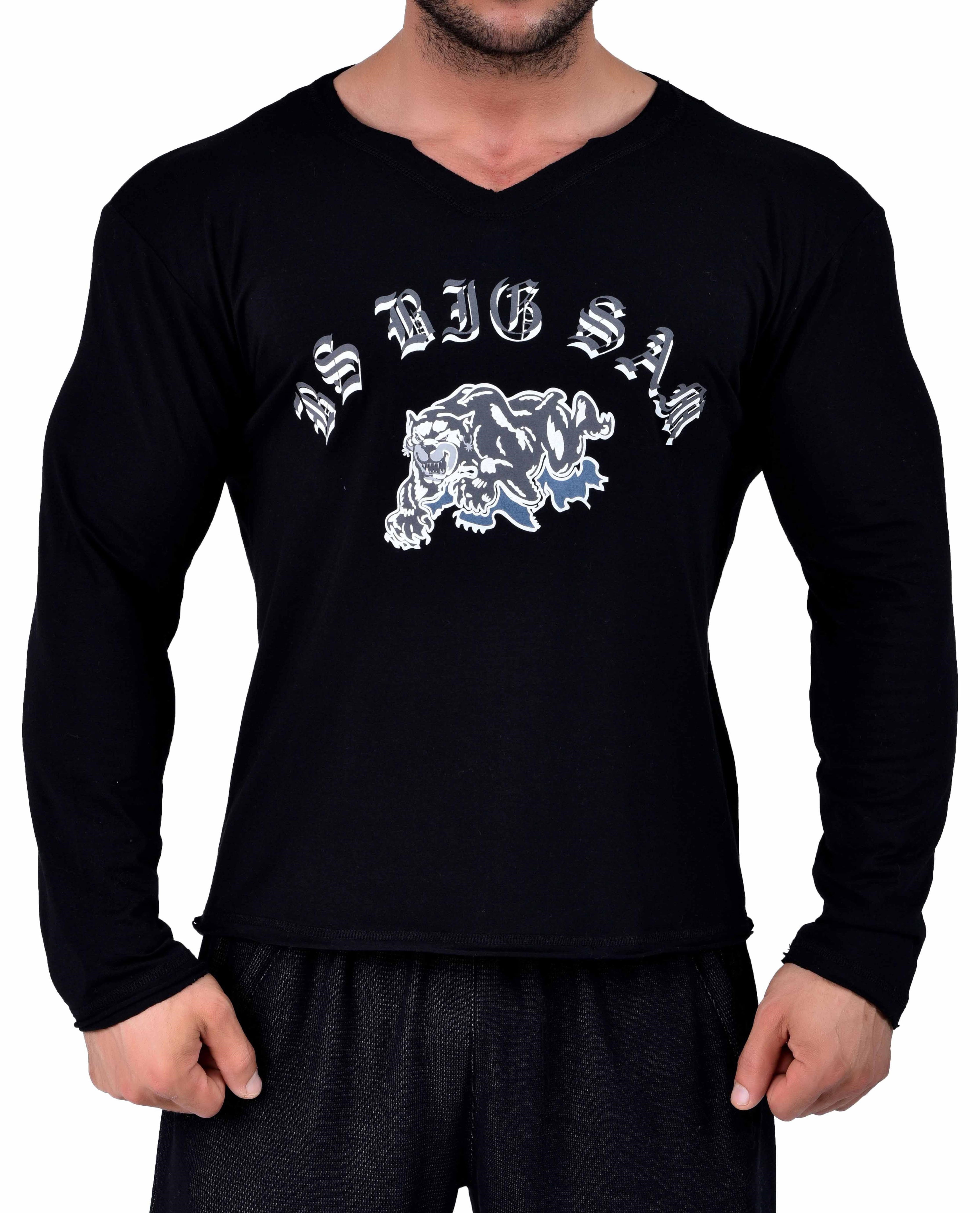 Slim Fit Siyah İnce Sweatshirt Big Sam 4514