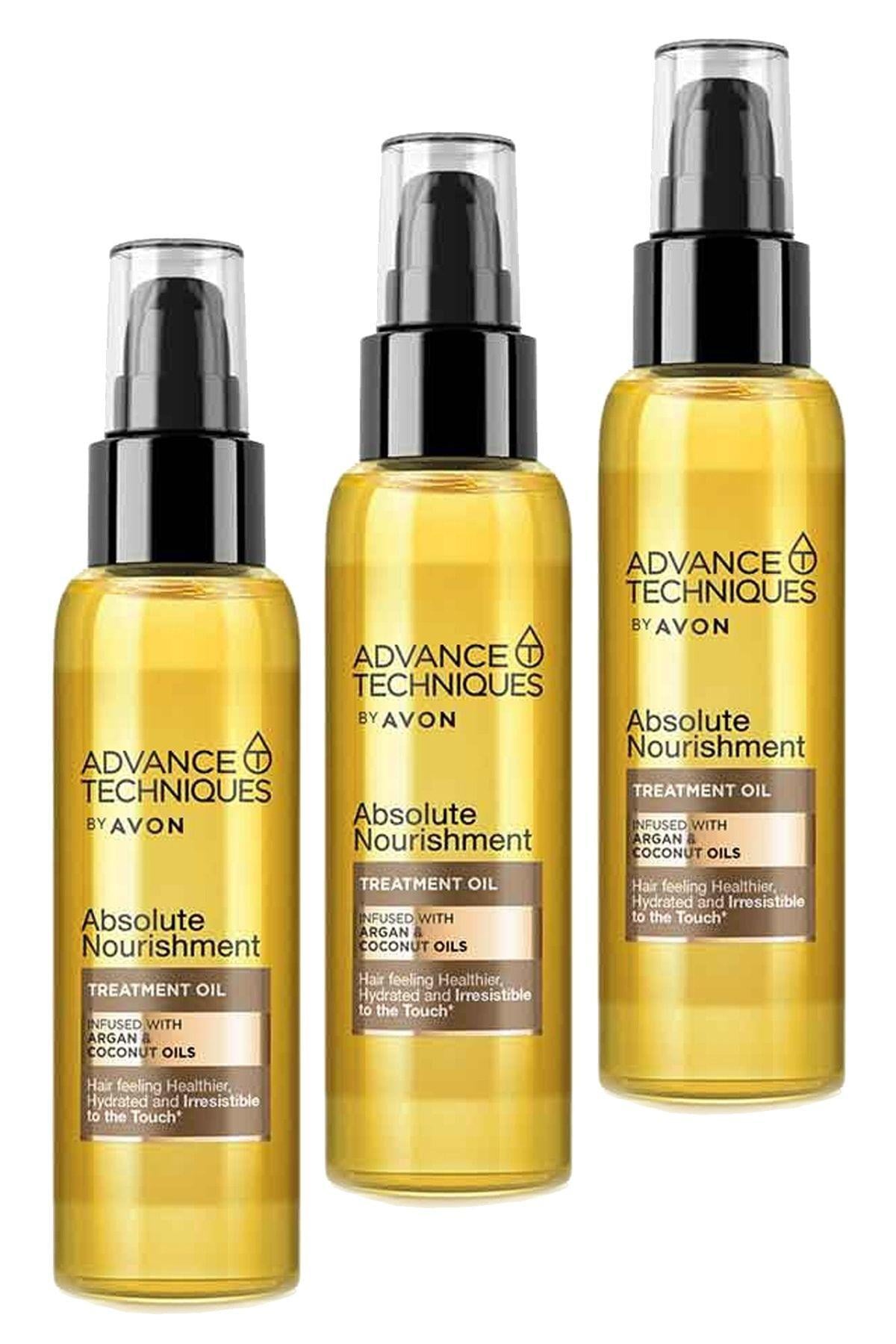 Avon Advance Techniques Argan ve Hindistan Cevizi Yağı İçeren Saç Bakım Yağı 100ml 3'lü Set