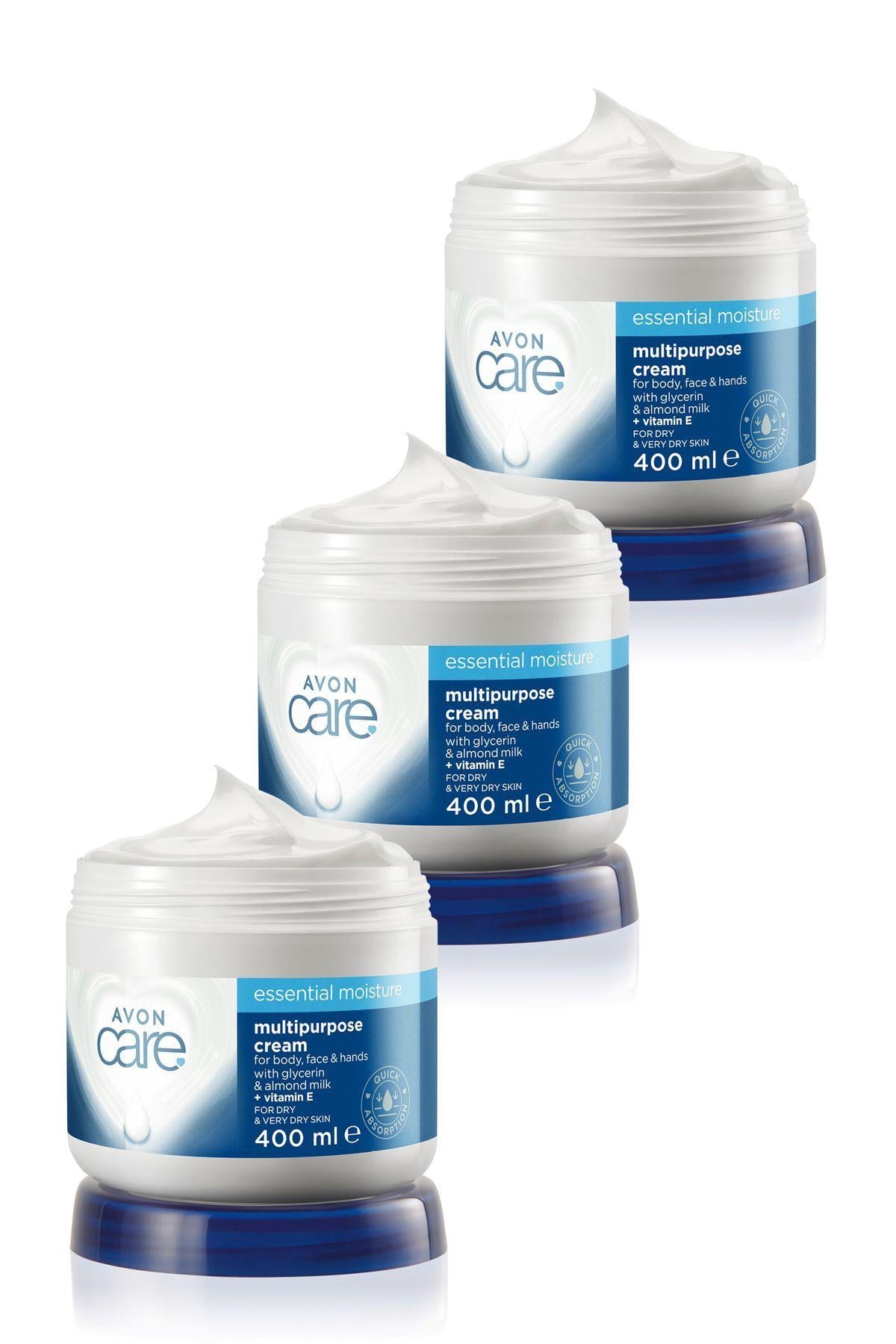 Avon Care Gliserin ve Badem Sütü içeren Nemlendirici El Yüz ve Vücut Kremi 400 Ml. Üçlü Set