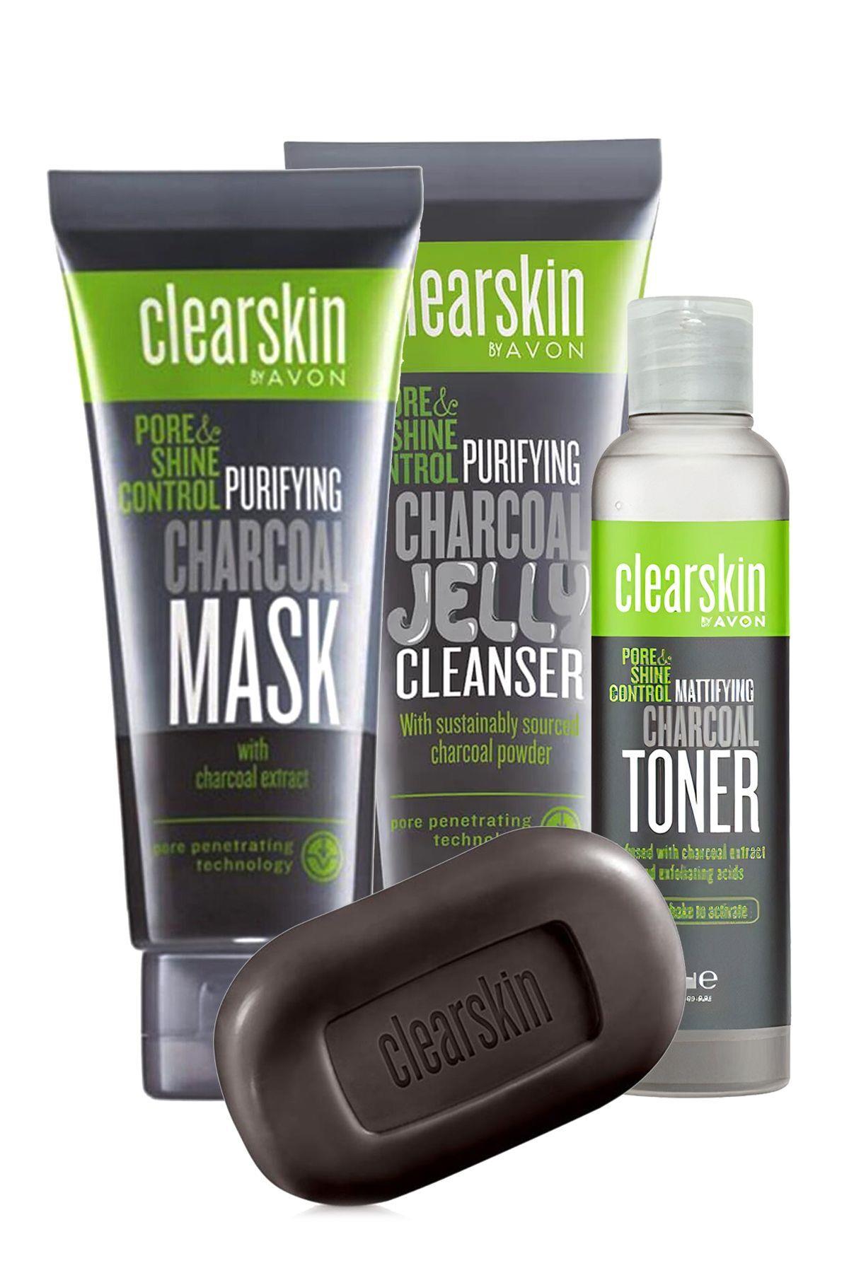 Avon Clearskin Kömür Özlü Tonik Maske Sabun Ve Jel Temizleyici Set
