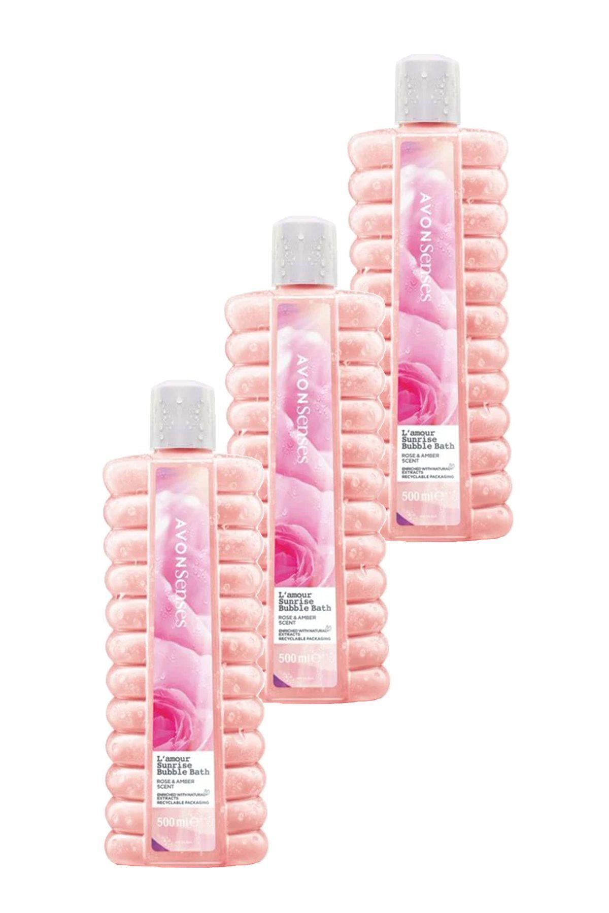 Avon L Amour Sunrise Gül ve Kehribar Kokulu Banyo Köpüğü 500 ml 3'lü Set