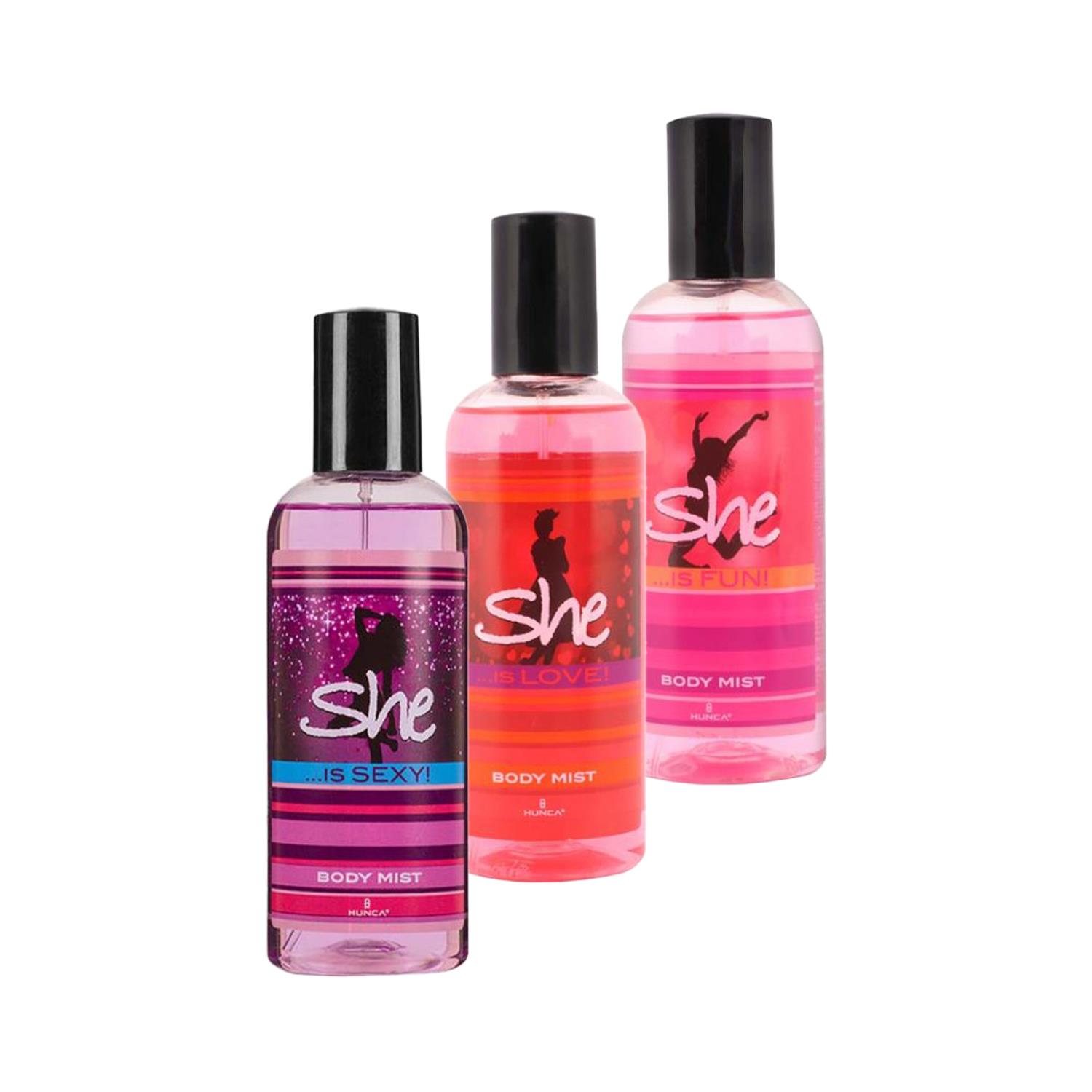 Hunca She Body Mist Is Sexy Is Fun Is Love 3 lü Set Kadın