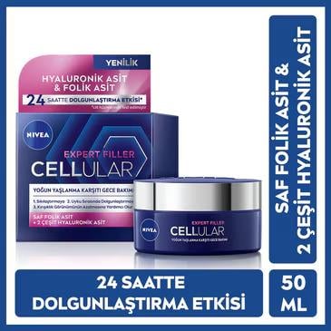 NIVEA Cellular Expert Filler Yoğun Yaşlanma Karşıtı Gece Yüz Bakım Kremi 50ml