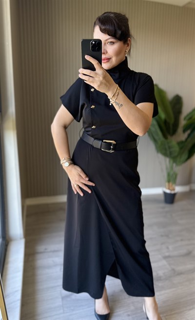 TEK DÜĞME SİYAH ELBİSE