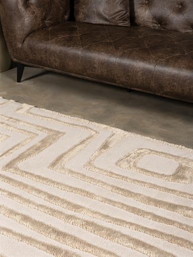 CozyCozy CZY-02 Modern Geometrik Desenli Toz Vermez Yumuşak Dokulu Bej Makine Halısı – Salon, Yolluk, Yatak Odası, Mutfak, Çocuk Odası İçin Uygun
 CZY-02