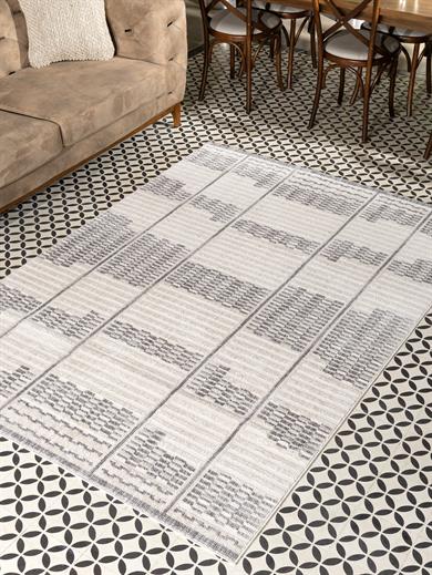 NOMADMinimalist Geometrik Desenli Makine Halısı – Krem & Mavi | Salon, Mutfak, Yolluk, Yatak Odası, Oturma Odası – NMD-01
 NMD-01