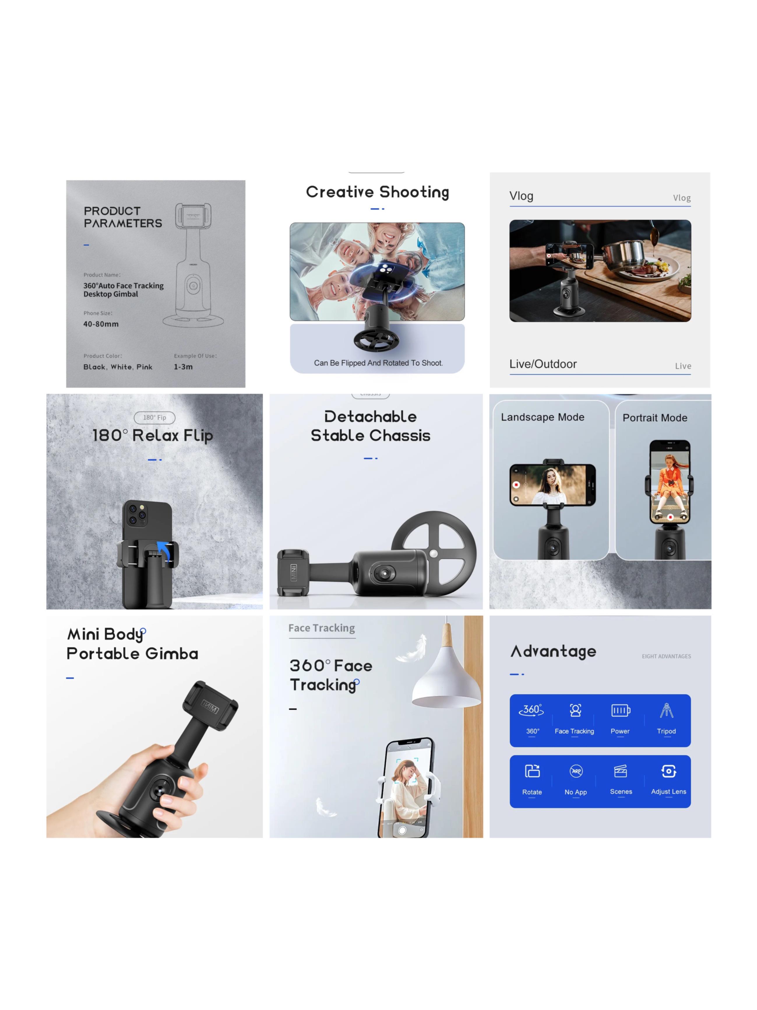 360 Derece Dönen Tripod - Pembe