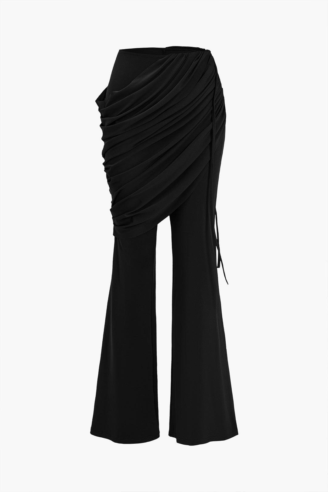 Asimetrik Drapeli Cut-Out Siyah Takım