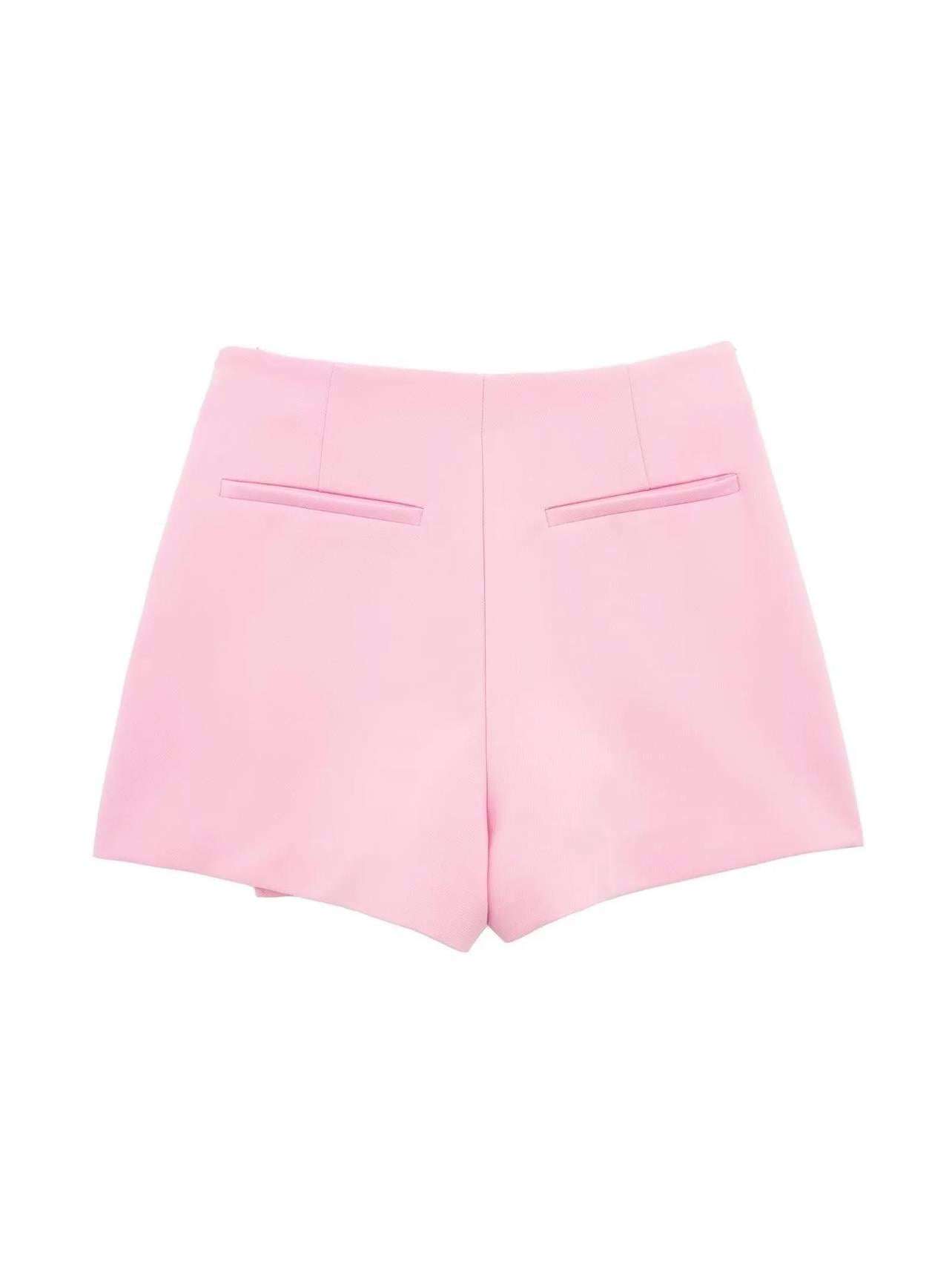 Asimetrik Şort Etek - Pembe