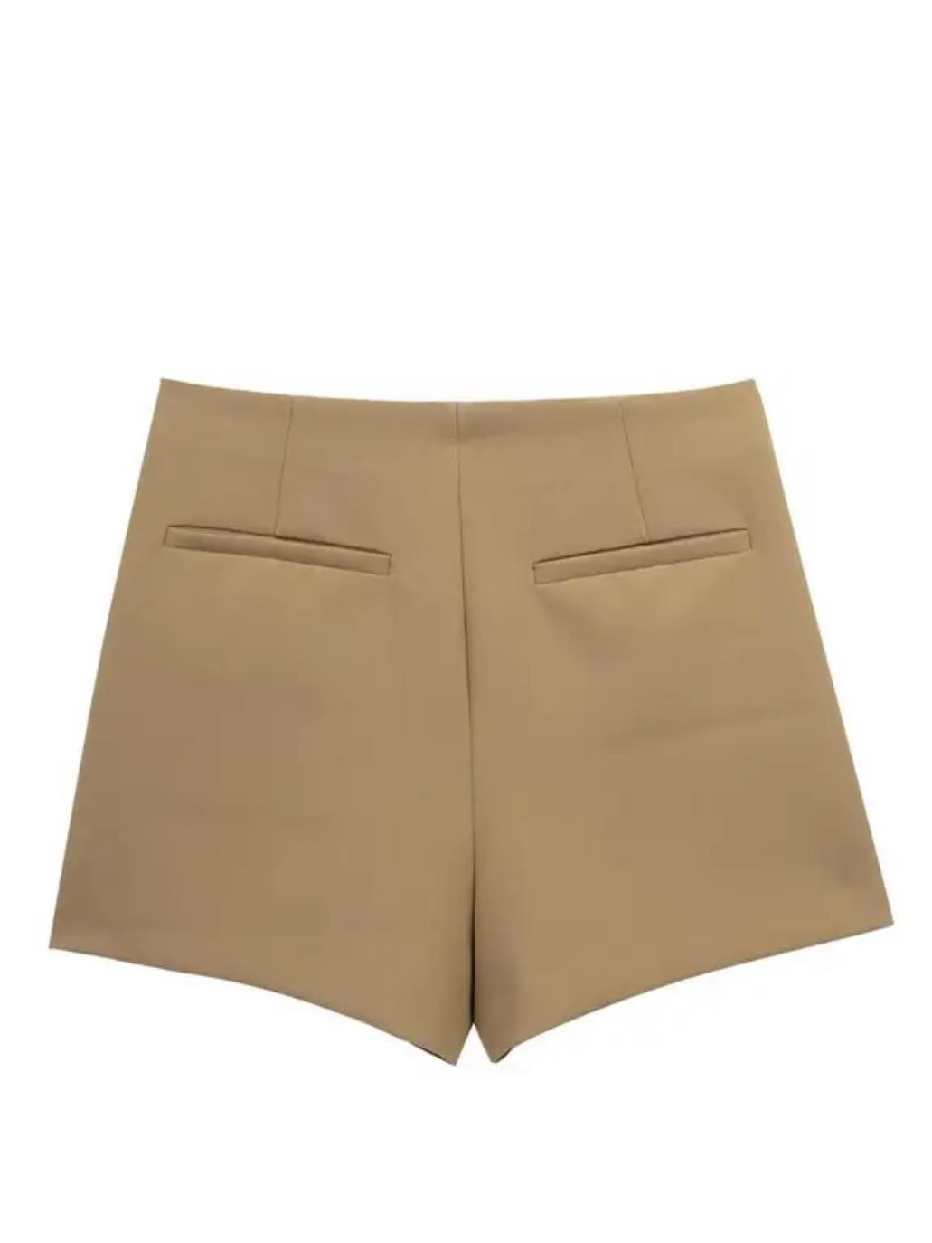 Asimetrik Şort Etek - Vizon