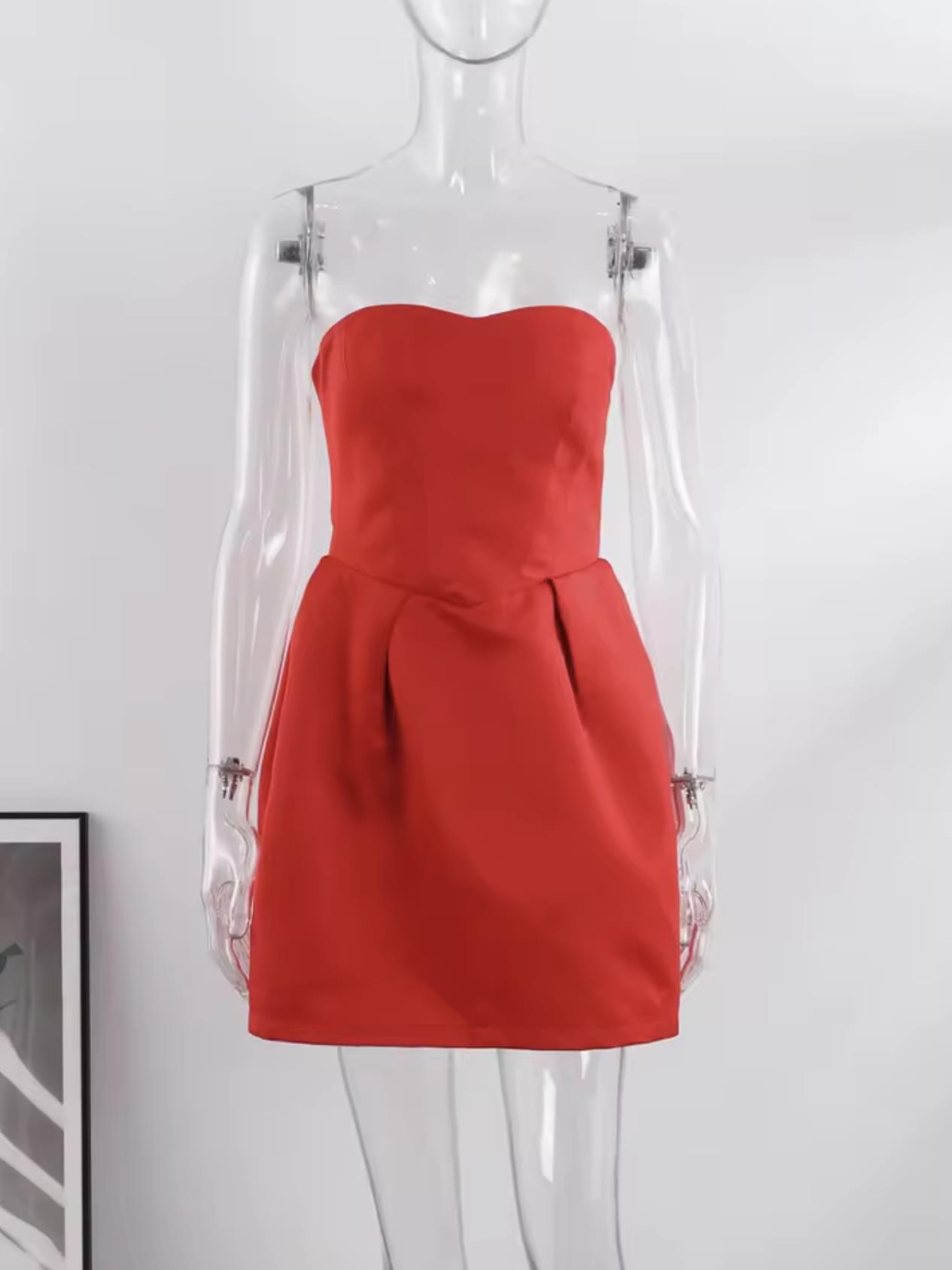 Balon Form Mini Kırmızı Elbise