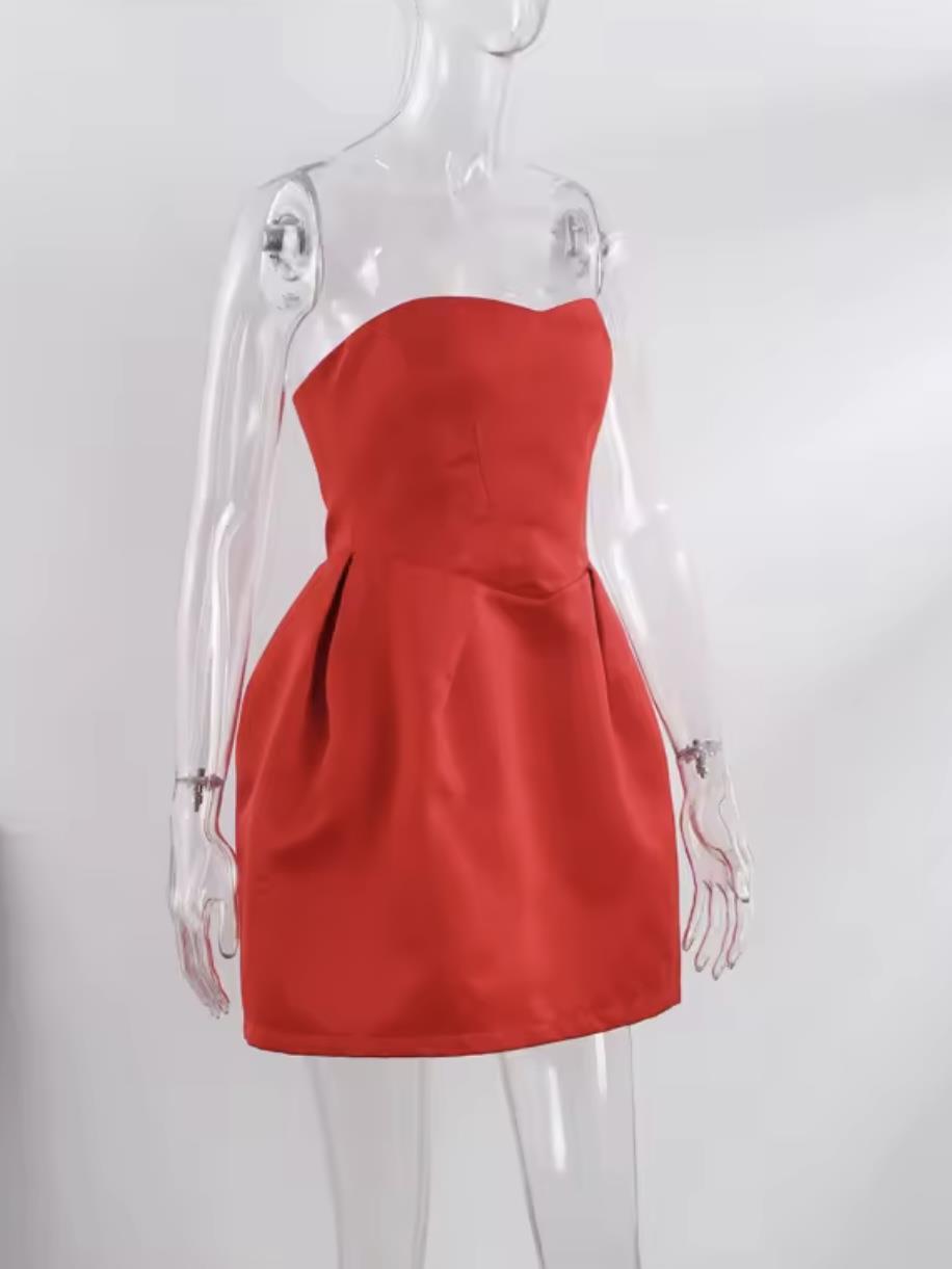 Balon Form Mini Kırmızı Elbise