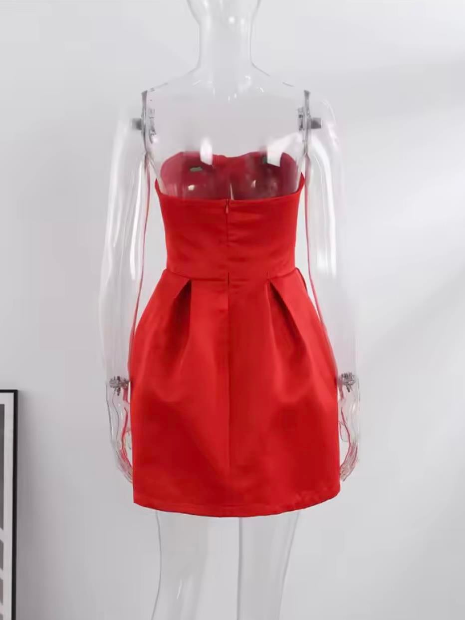 Balon Form Mini Kırmızı Elbise
