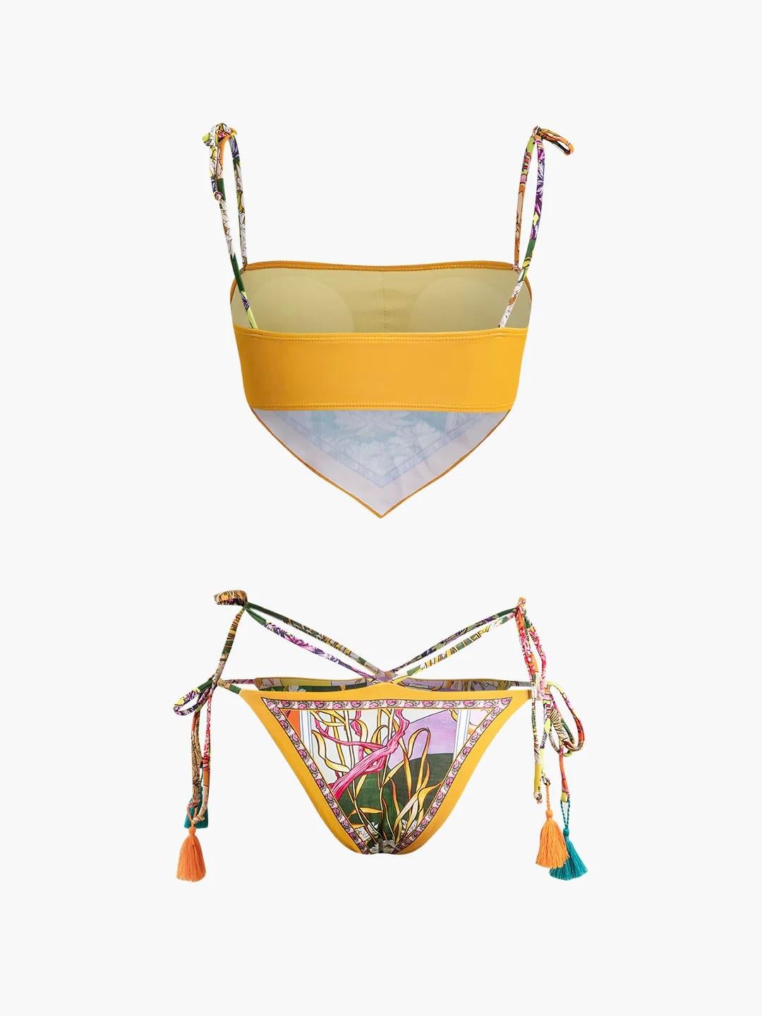 Çiçek Baskılı Bandana Kesim Bikini