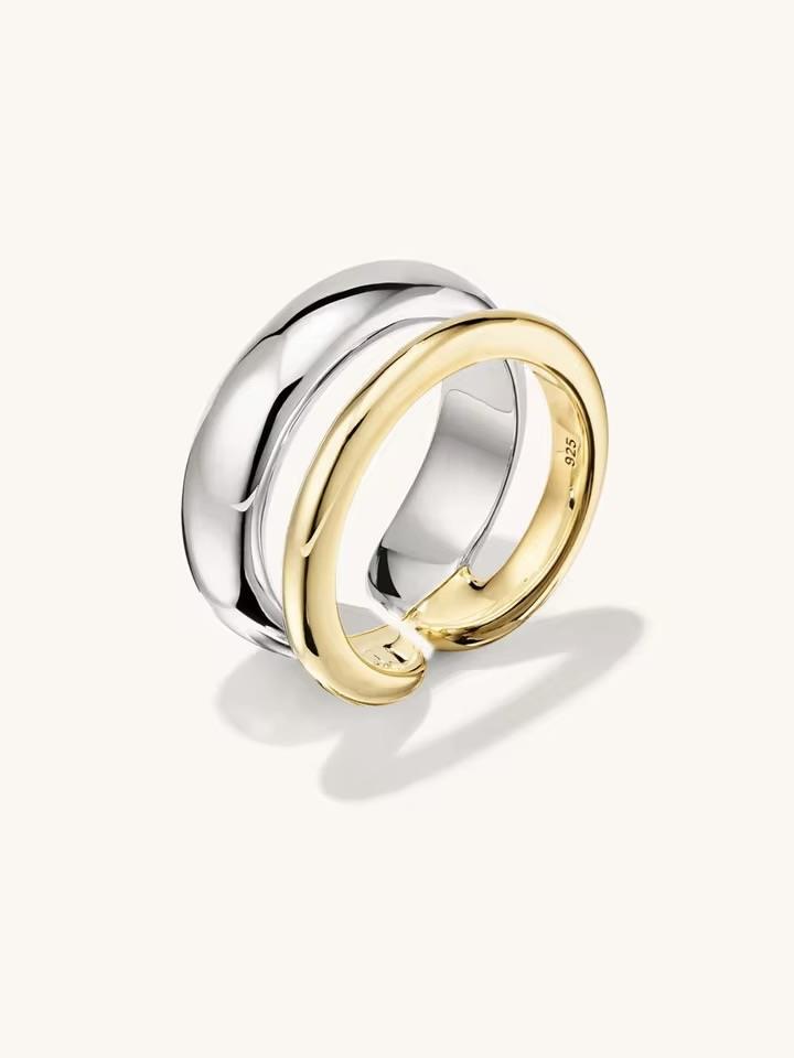 Çift Renk Yüzük / 925 Ayar Gümüş