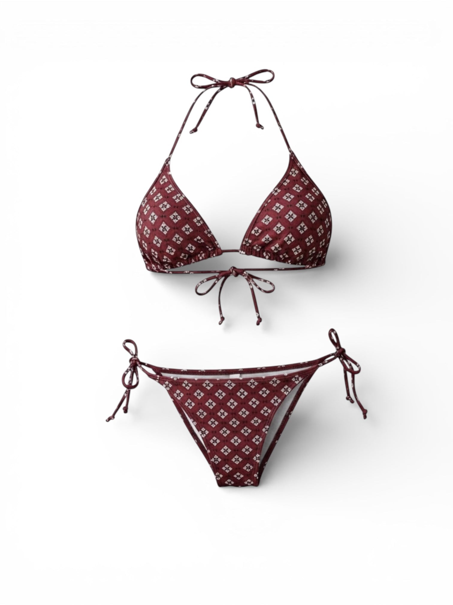 Desenli Kahverengi Bikini Takımı