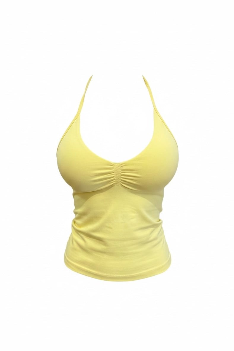 Dfyne Halter Yaka Spor Üst - Sarı