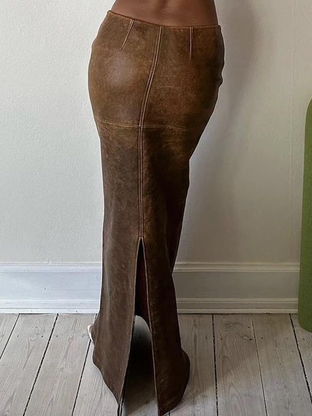 Eskitilmiş Görüntülü Suni Deri Etek