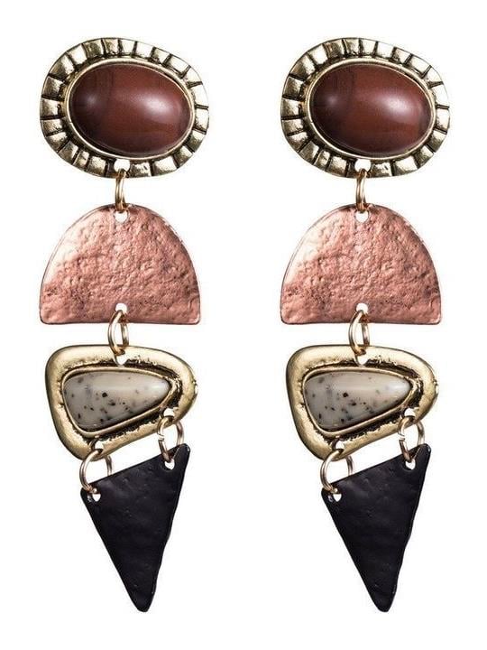 Etnik Sallantılı Oval Küpe