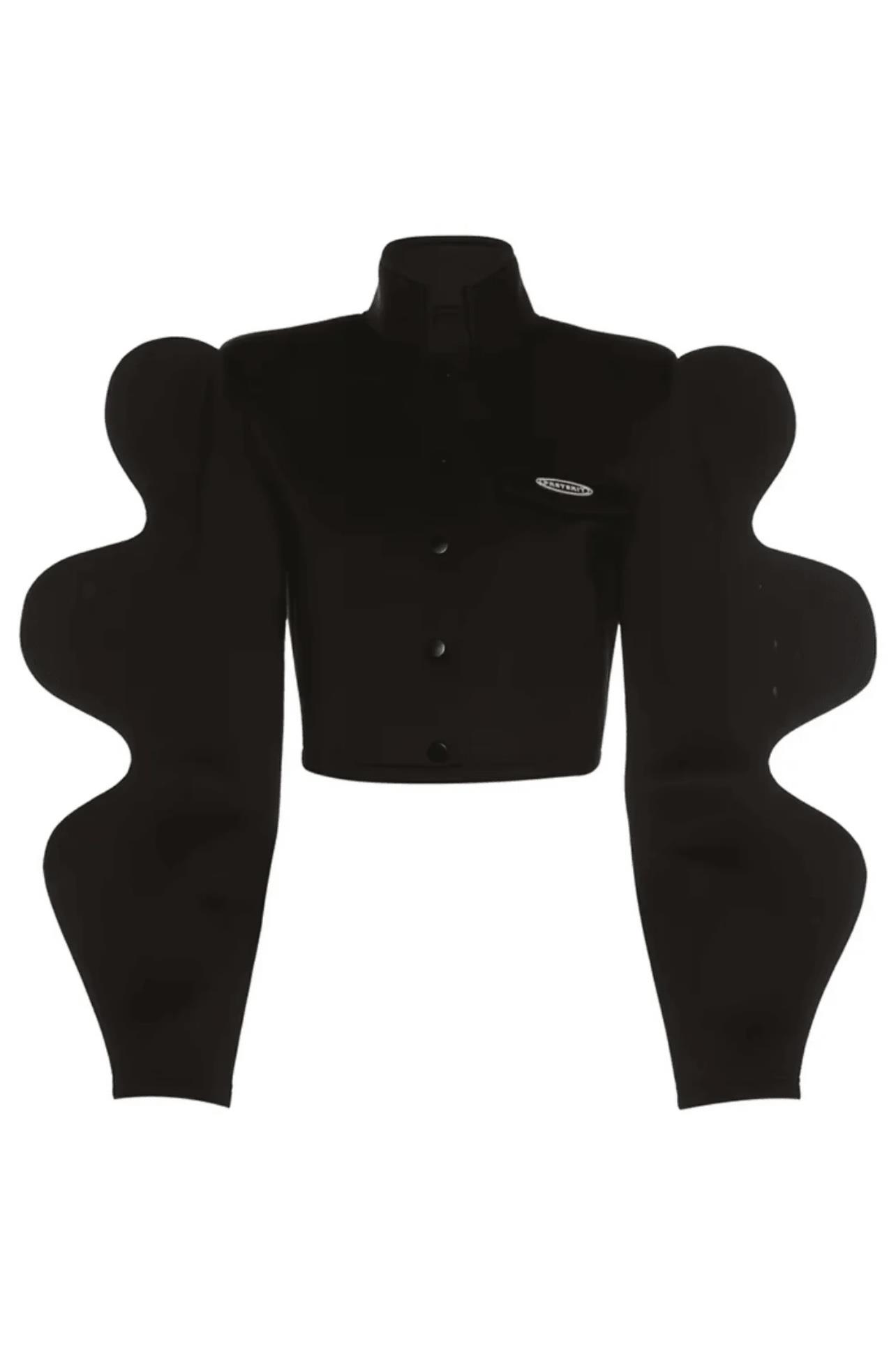 Heykelsi Kol Detaylı Tasarım Ceket – Siyah