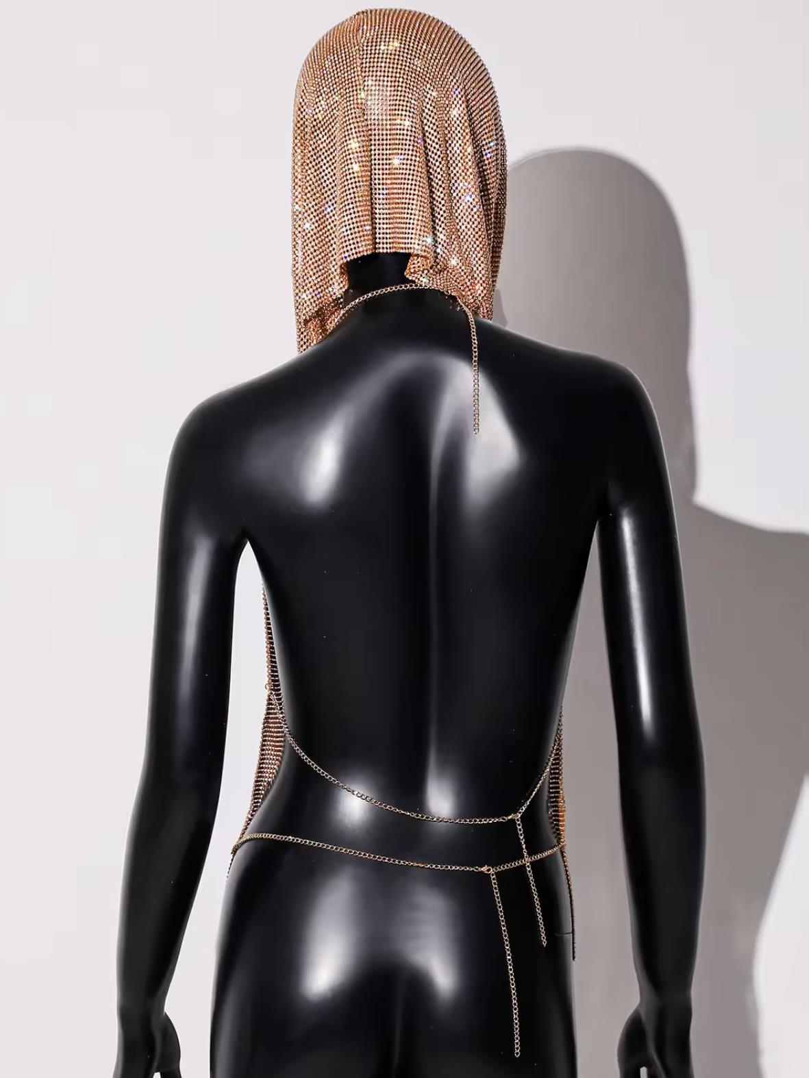 Kapüşonlu Chainmail Siyah Büstiyer