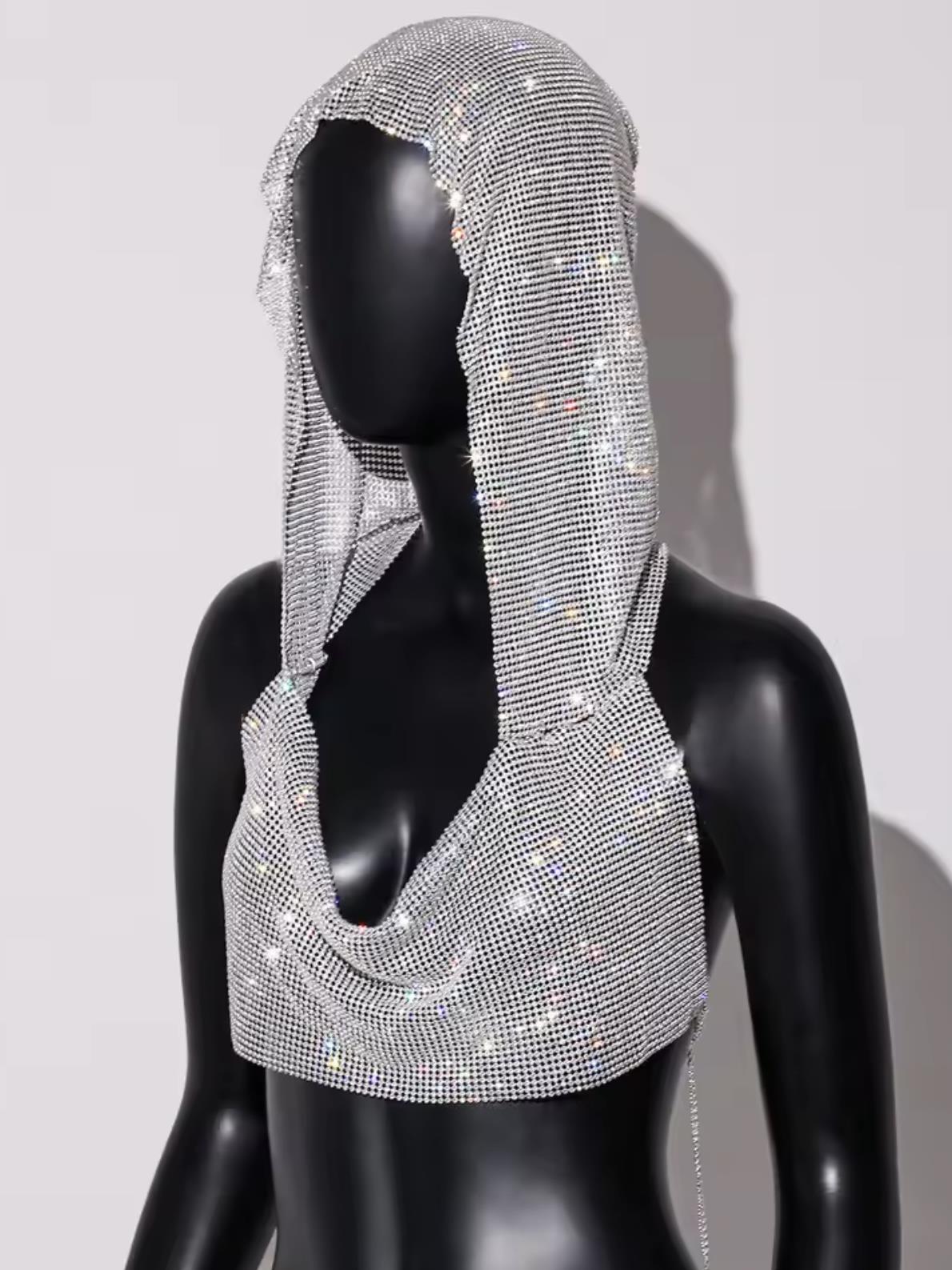 Kapüşonlu Chainmail Silver Mini Büstiyer