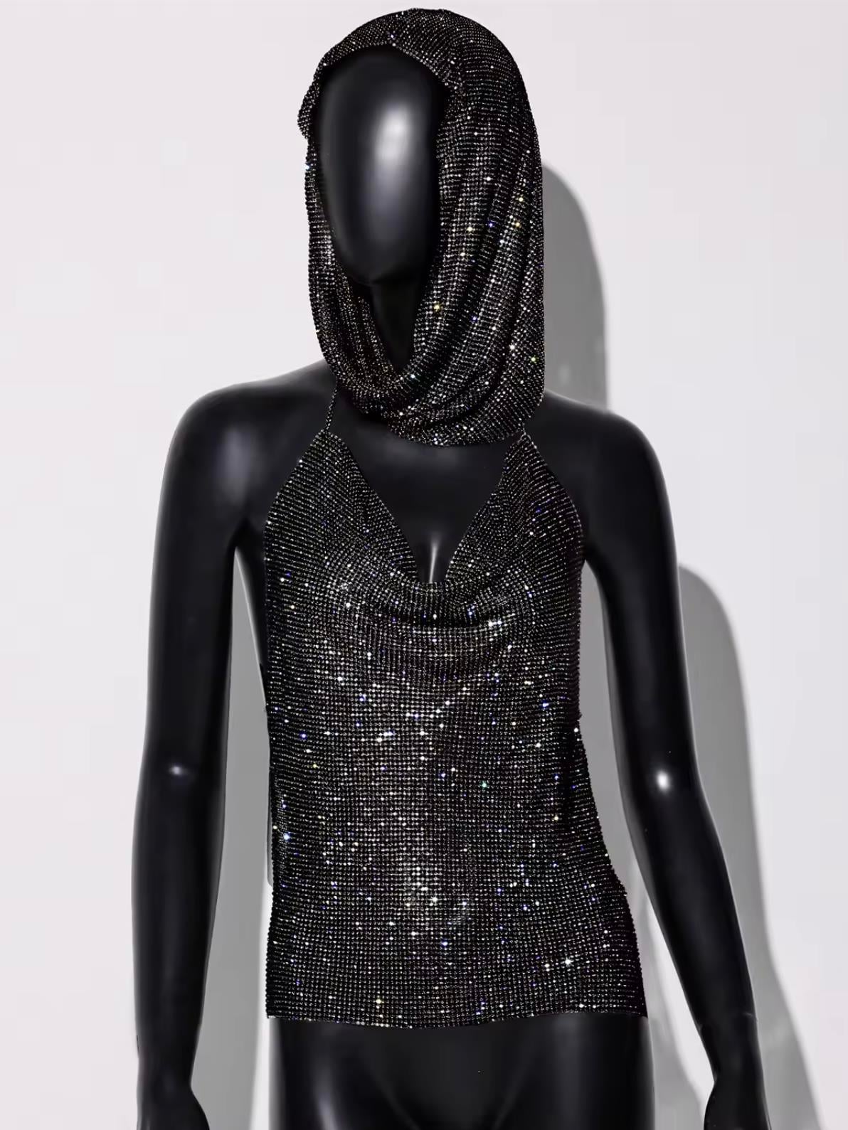 Kapüşonlu Chainmail Siyah Büstiyer