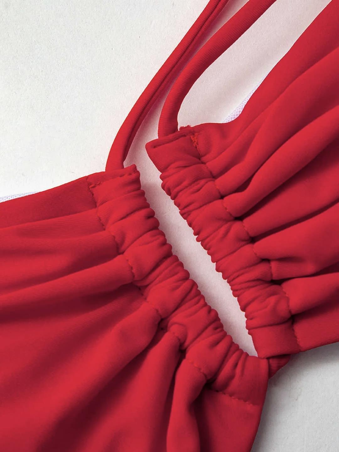 Rosa Yüksel Bel Kırmızı Bikini Takımı