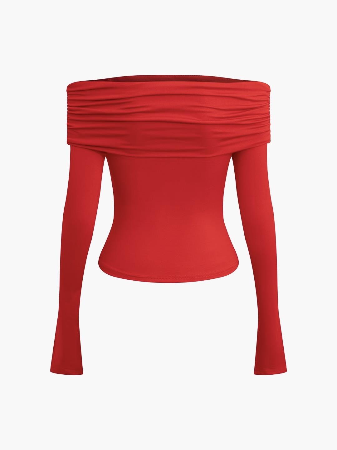 Kırmızı Omuz Detaylı İki Parçalı Elbise