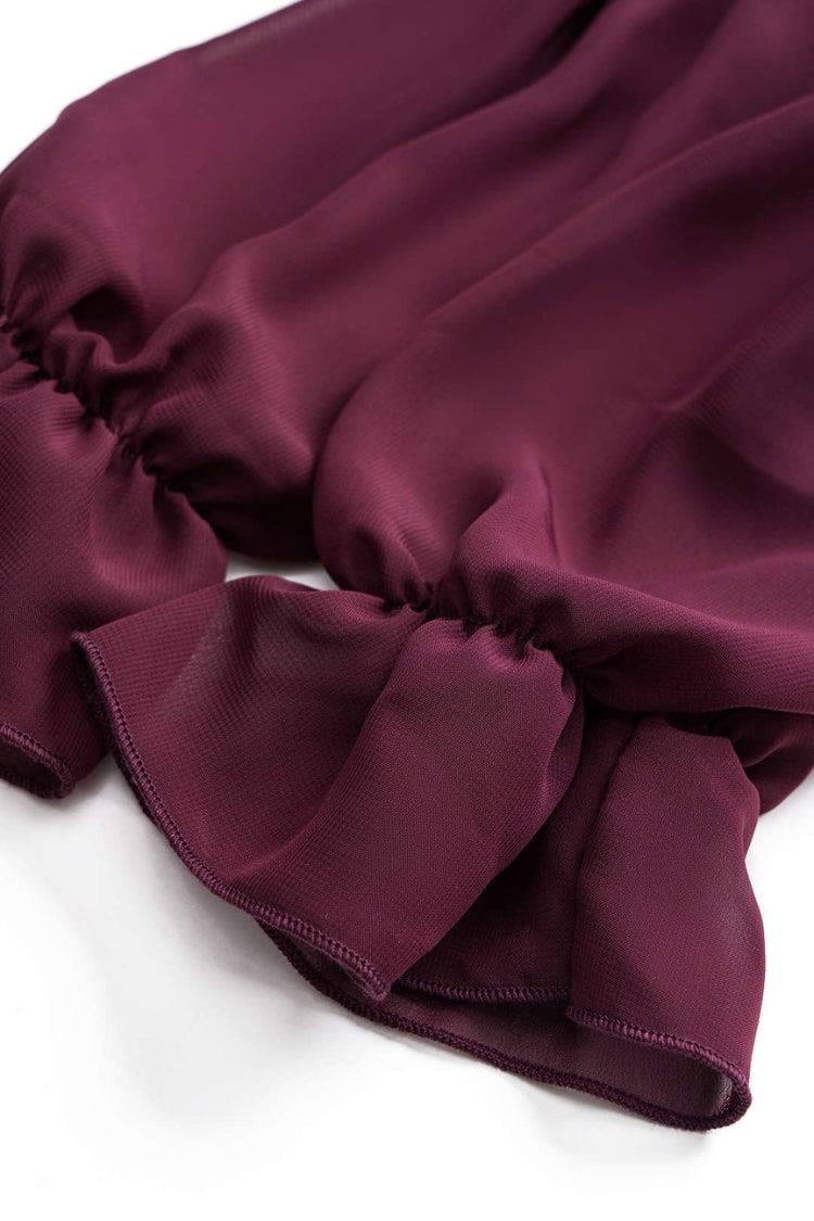 Korse Formlu Şifon Kol Detaylı Bordo Bluz