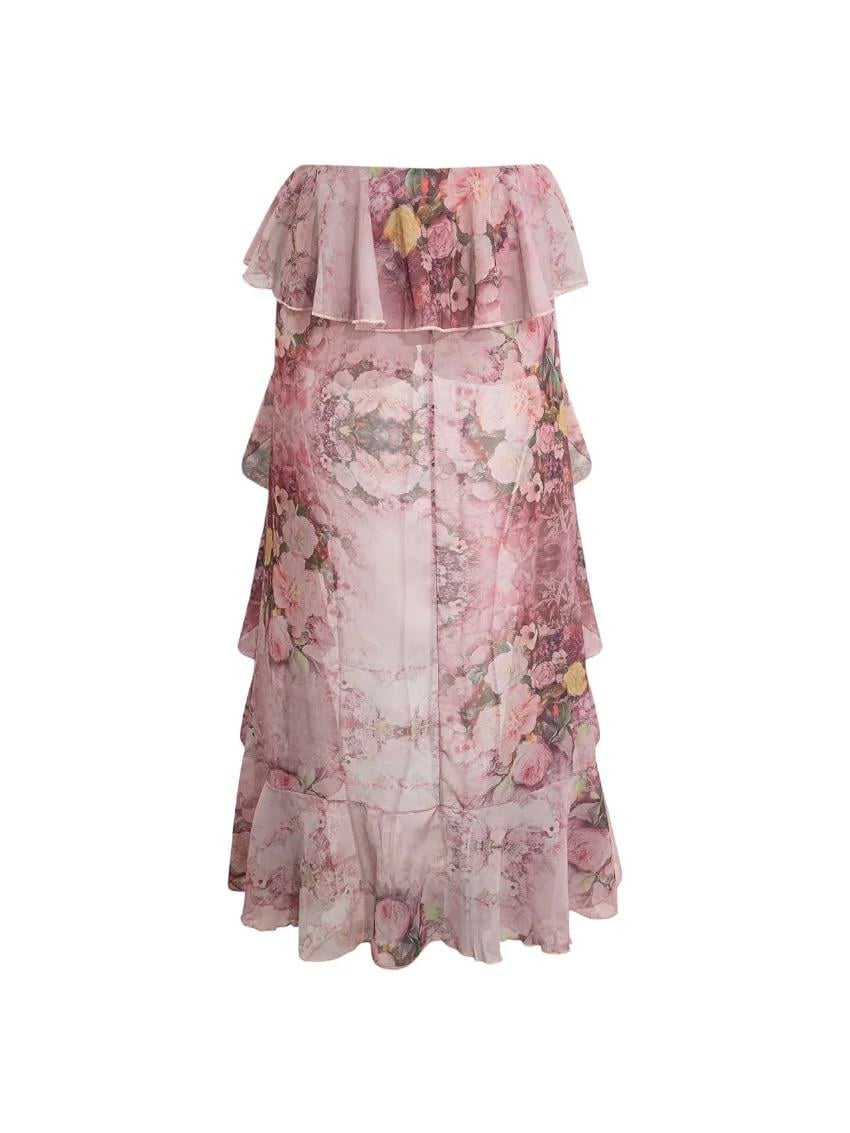 Kuyruk Detaylı Çiçek Desenli Etek