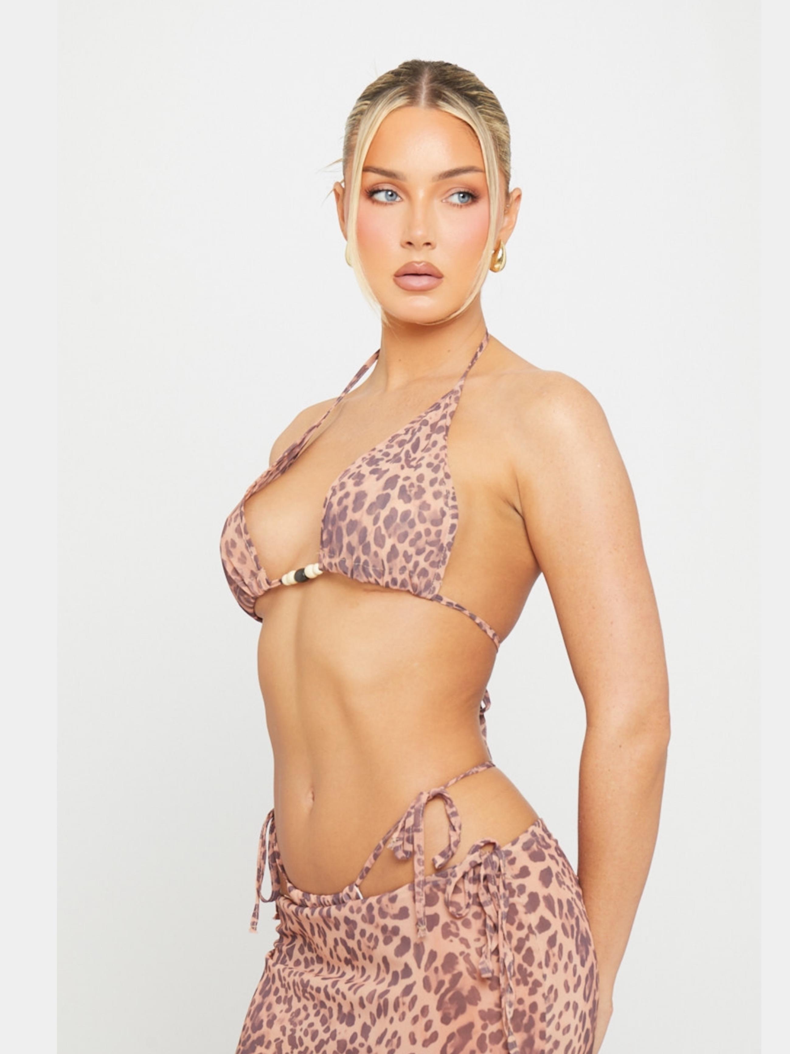 Leopar Desenli Bikini Takımı Ve Etek Takım