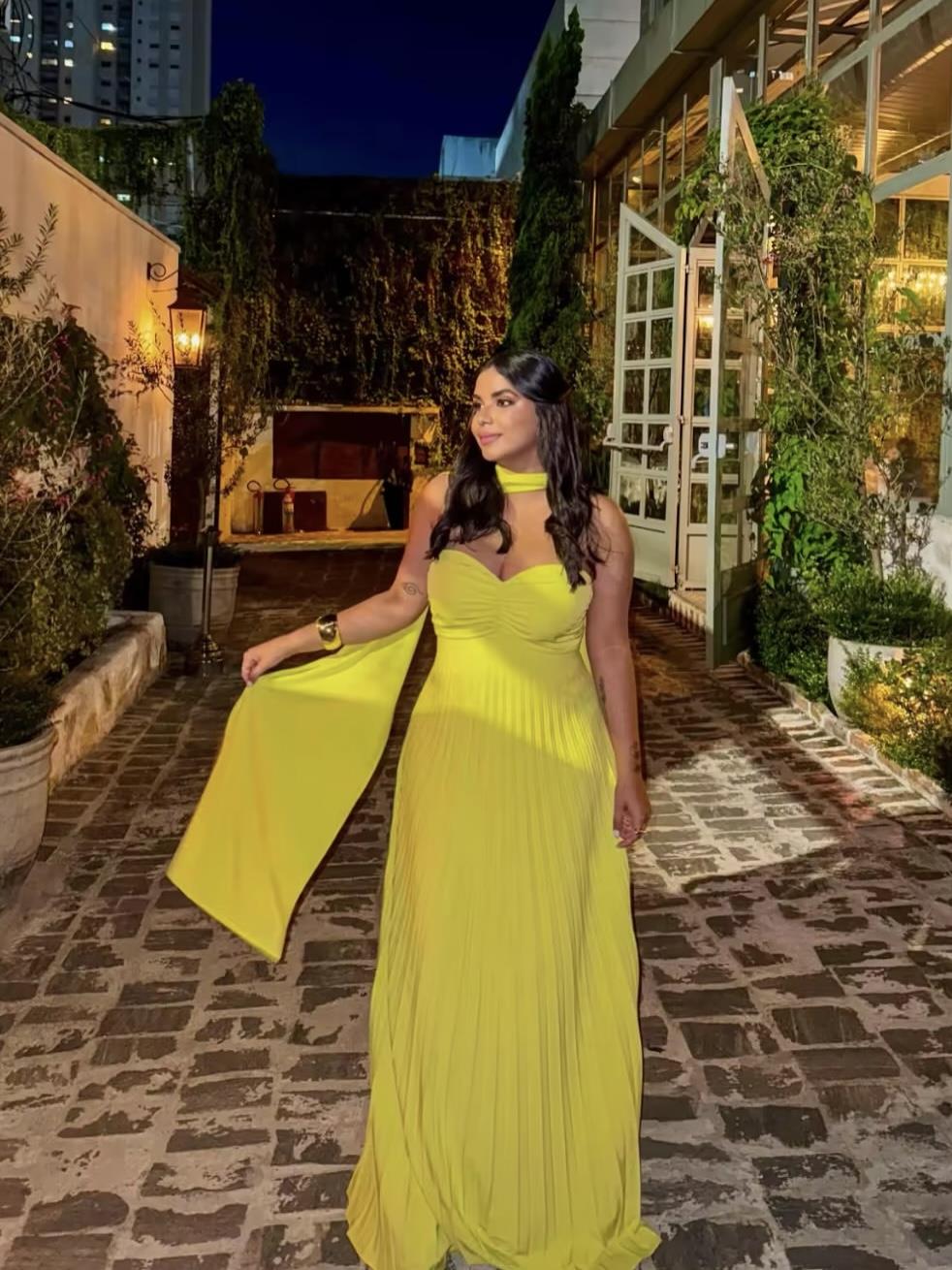 Straplez Pileli Şal Detaylı Elbise - Yeşil