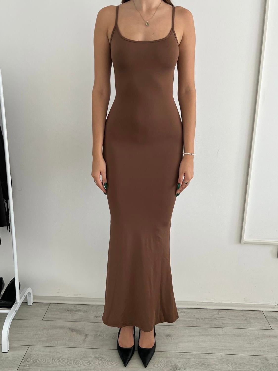 Mata Askılı Uzun Elbise