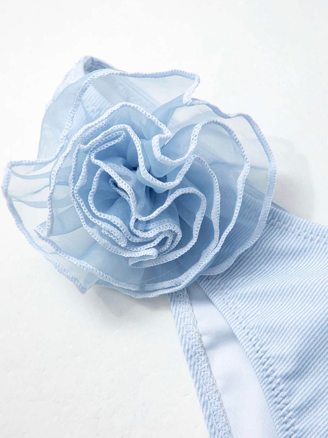 Mavi Gül Detaylı Bikini Takımı