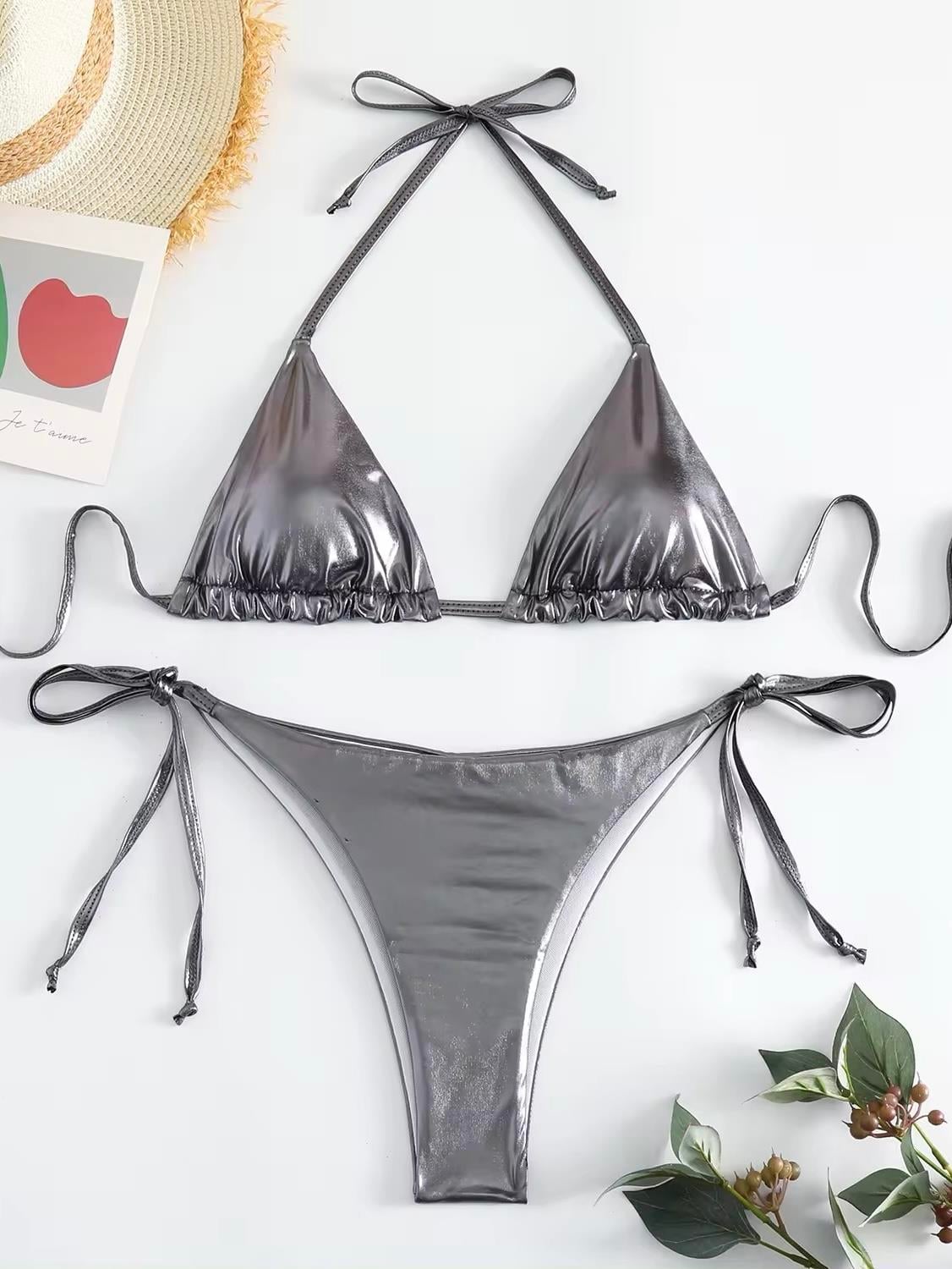 Metalik Bikini Takımı - Silver