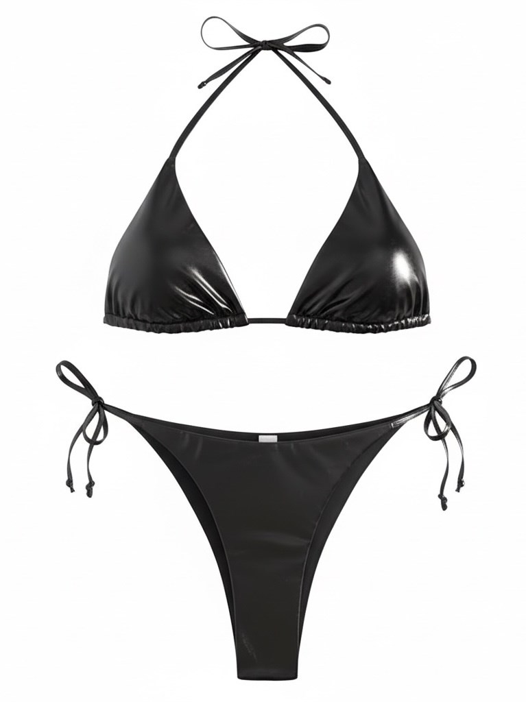 Metalik Bikini Takımı - Siyah