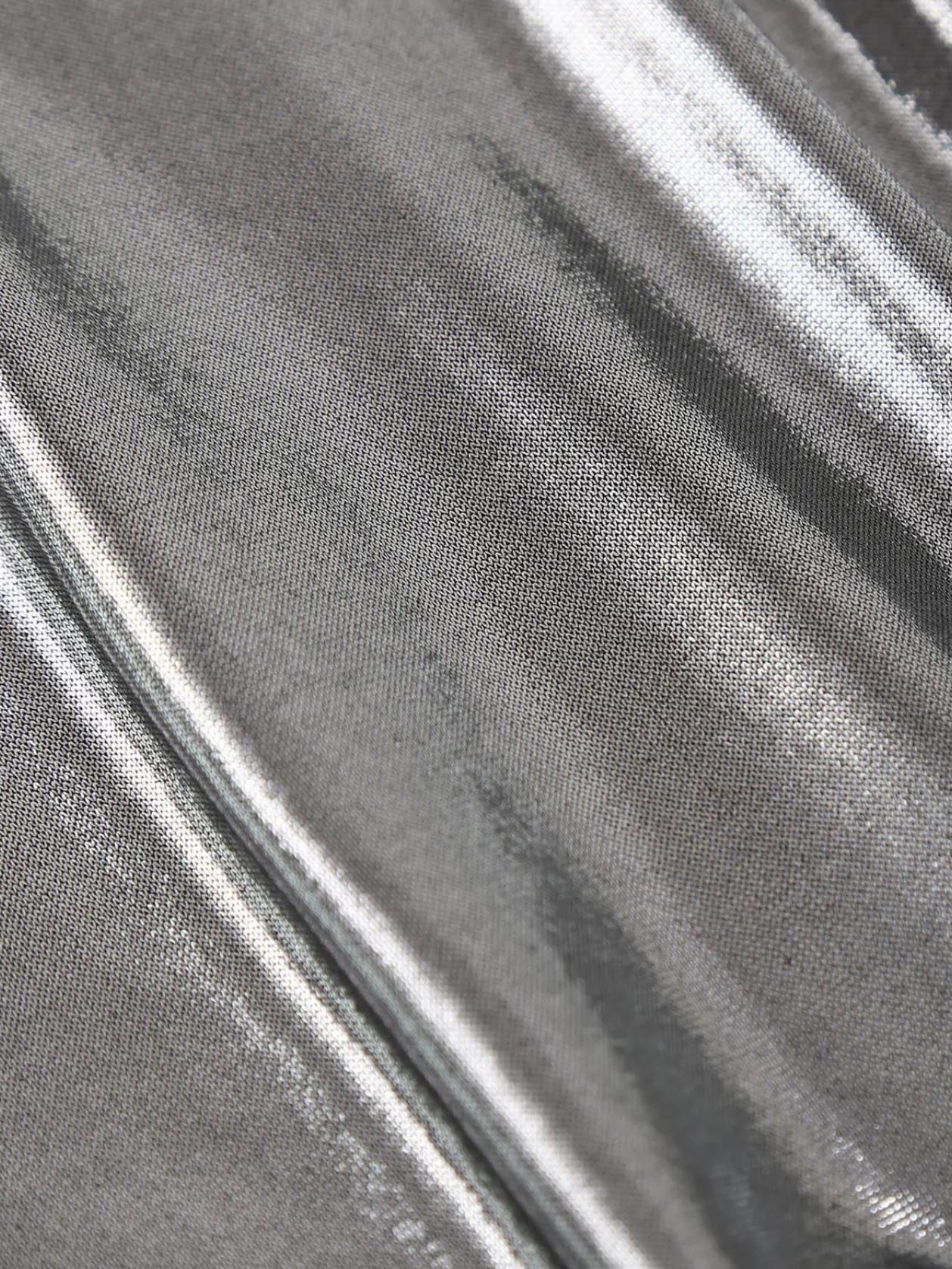 Metalik Sılver Asimetrik Bluz