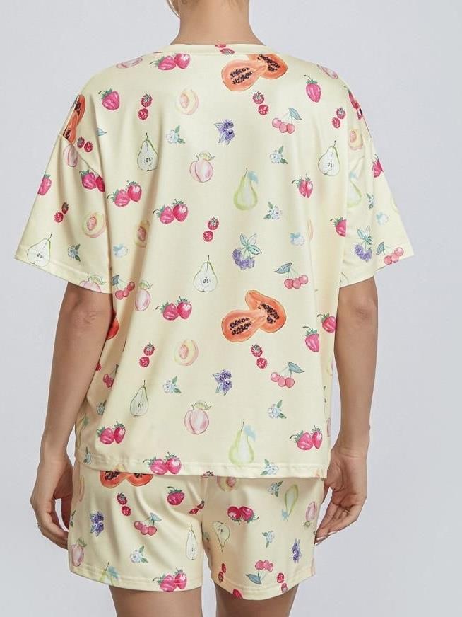 Meyve Desenli Kısa Pijama Takımı
