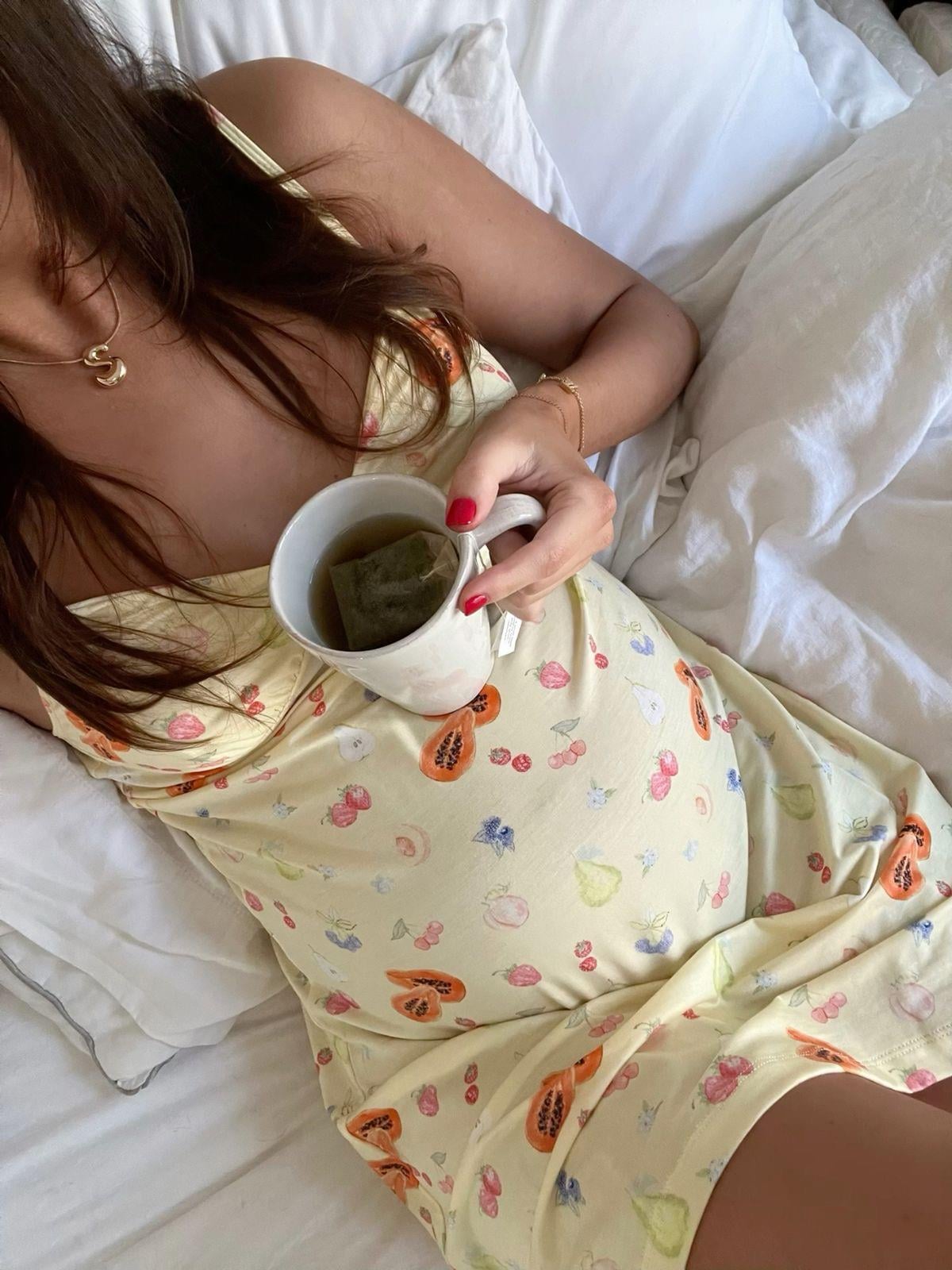 Meyve Desenli Mini Pijama Elbise