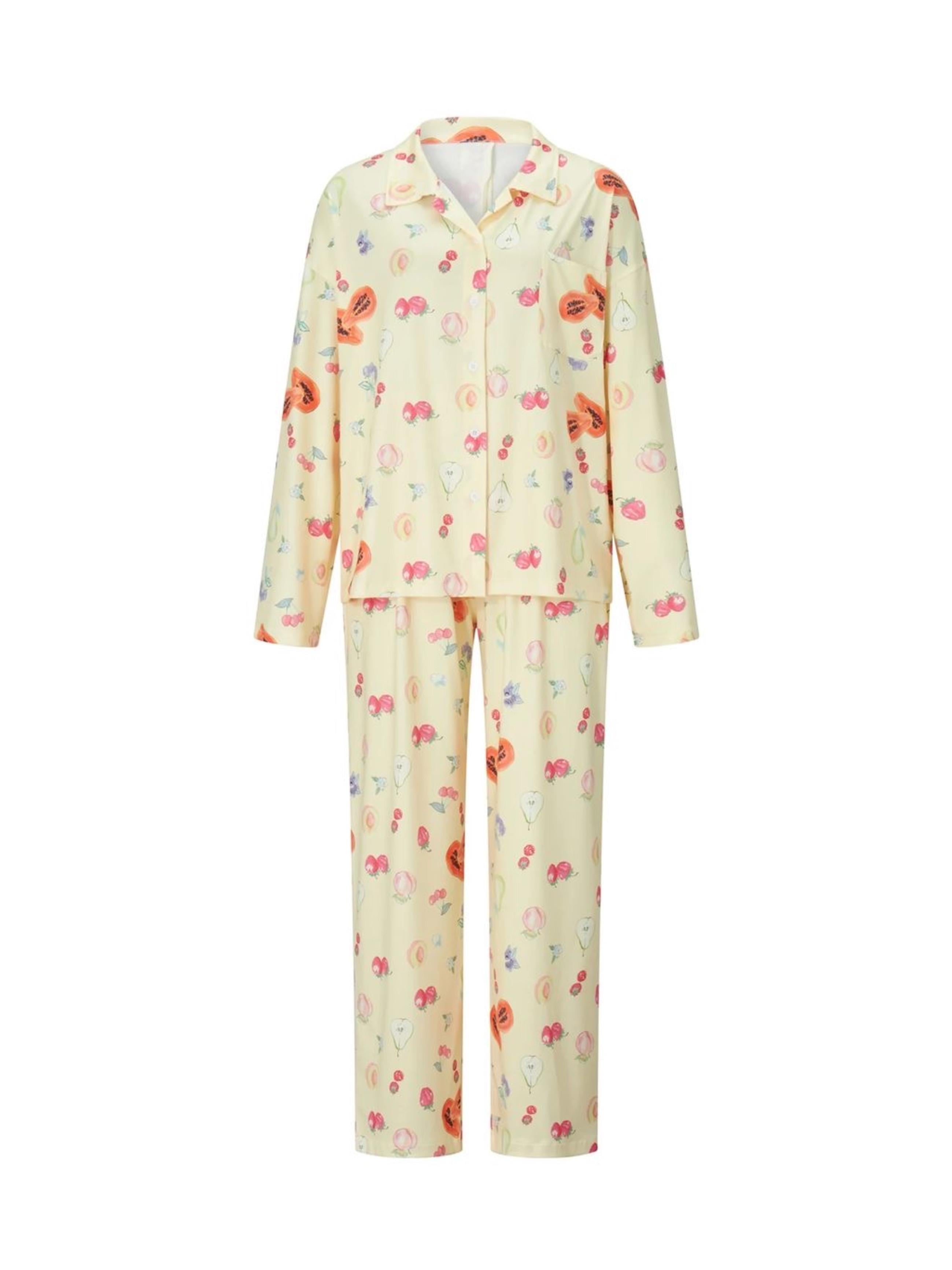 Meyve Desenli Uzun Kollu Pijama Takımı